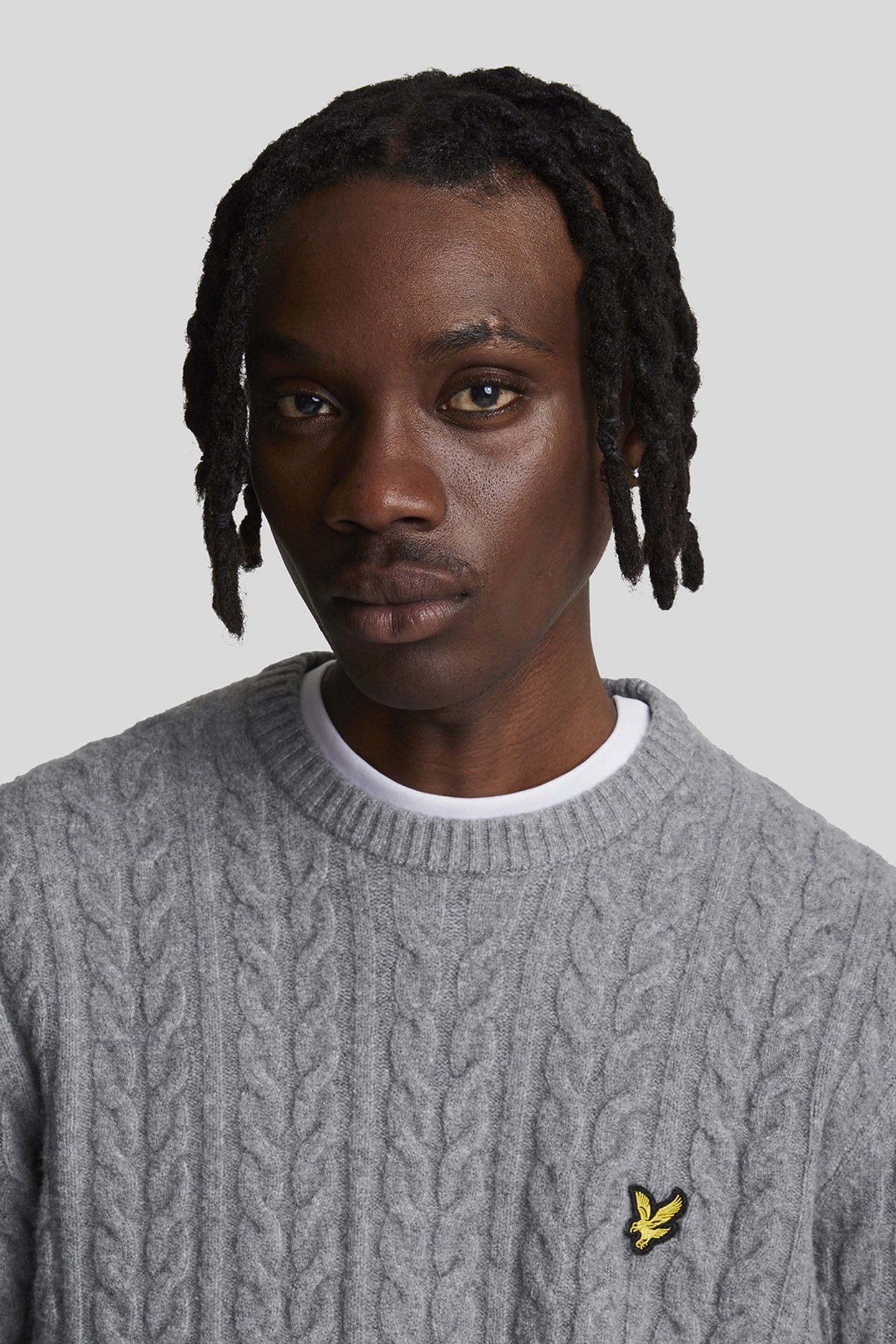 CABLE CREW NECK JUMPER MID GREY MARL 3