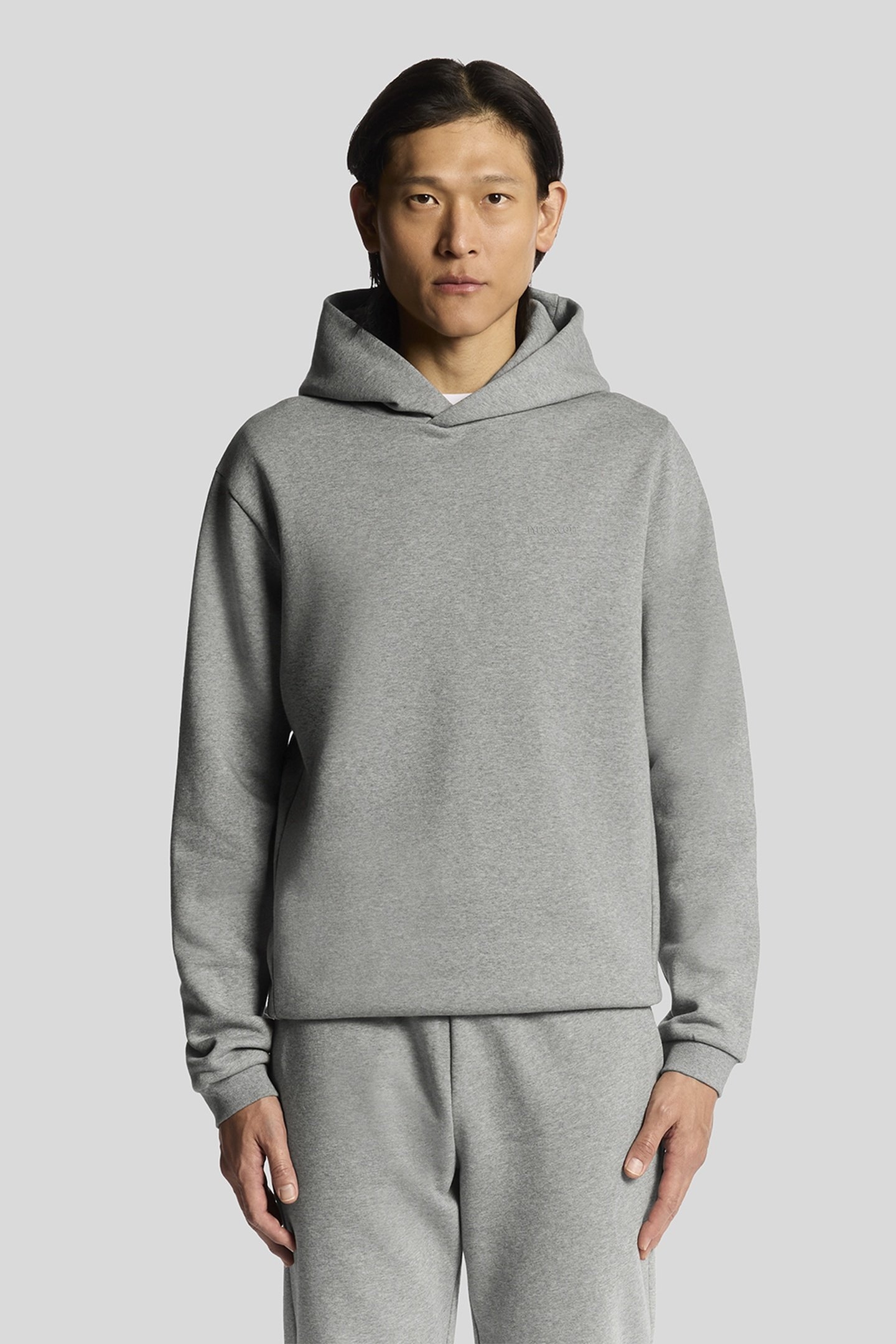 LOGO BRUSHBACK PULLOVER HOODIE MID GREY MARL 1