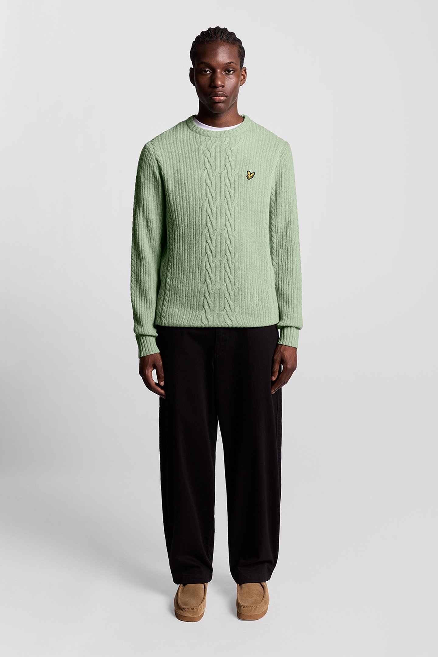 RIBBED CABLE KNIT JUMPER COLD MINT MARL 1
