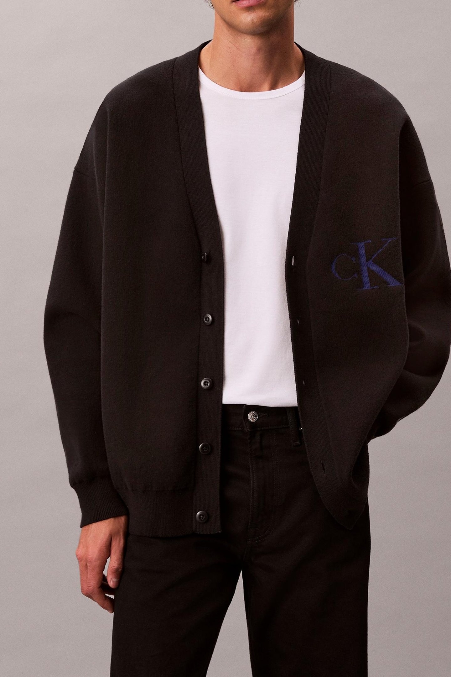 LS COTTON CASHMERE 3D CARDIGAN BLACK 3