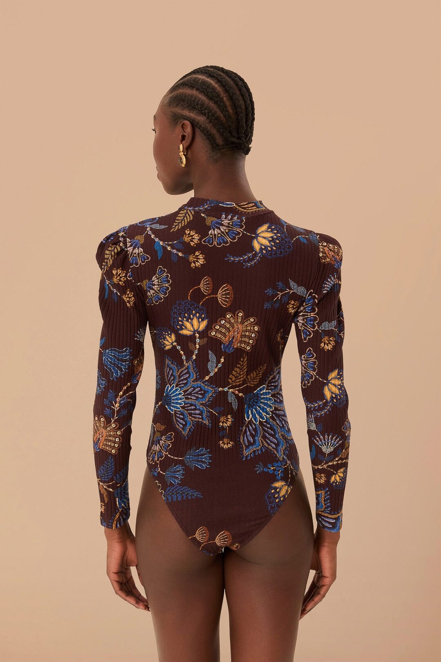 EMBROIDERED GARDEN BROWN BODYSUIT 3