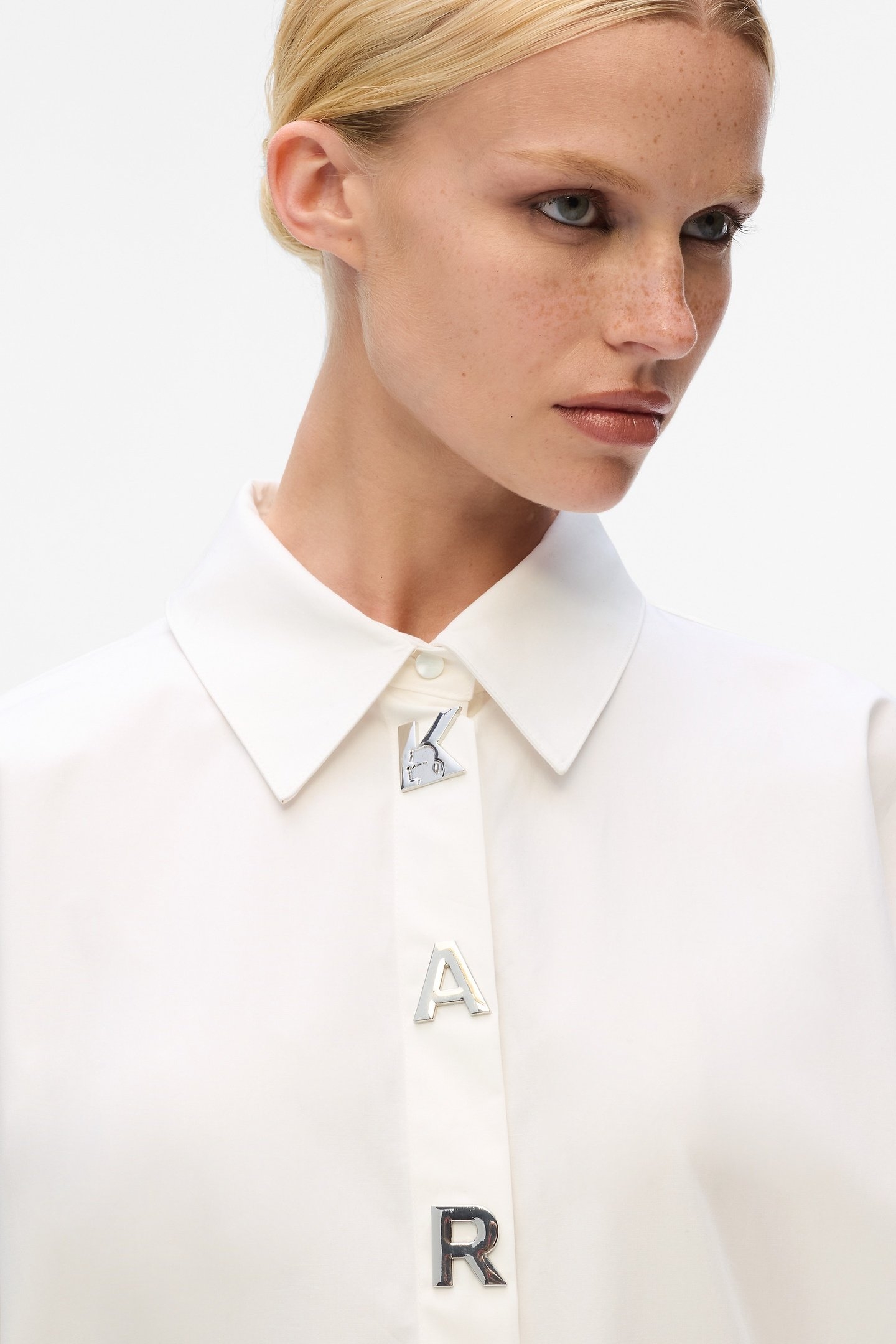 WHITE KARL SNAP FASHION POPLIN SHIRT 6