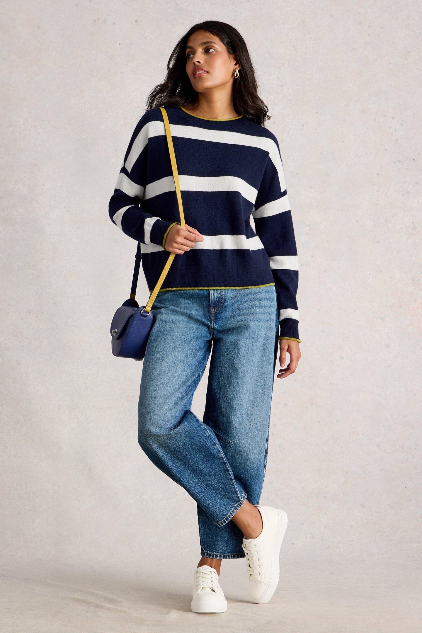 KITTY STRIPE CASHMERE JUMPER NAVY MULTI 1