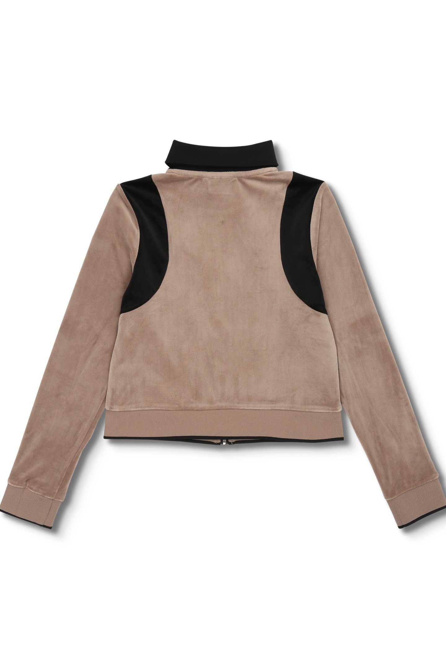 ADRIANO SLIM VELOUR TRACK JACKET TAUPE GRAY-BLACK 4