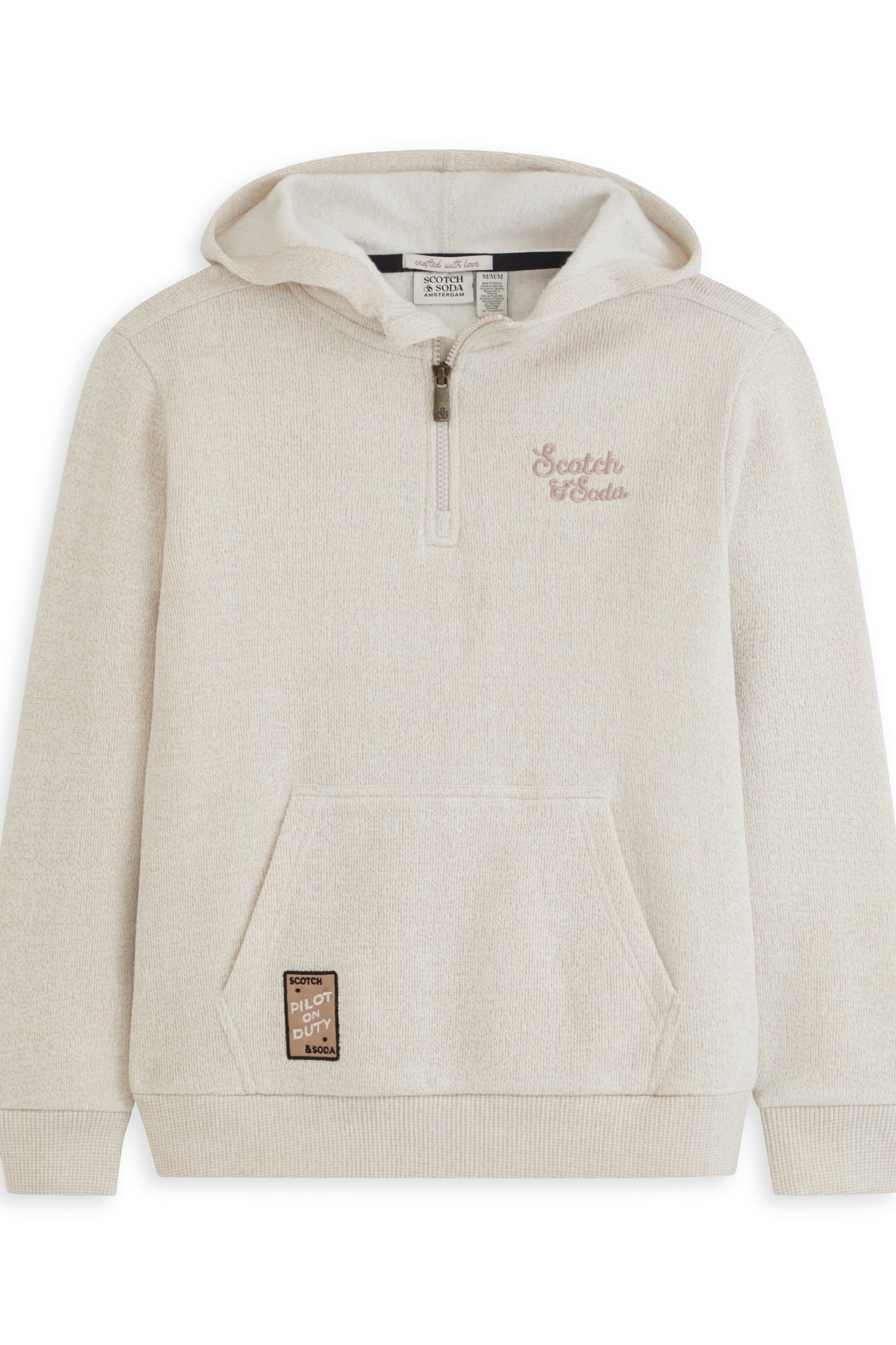 BOYS 1/4 ZIP HOODIE NATURAL 2
