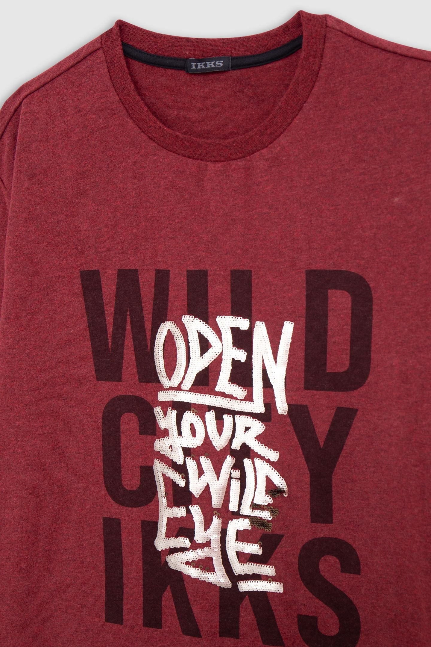 BOY'S RED SLOGAN PRINT AND EMBROIDERED SEQUIN T-SHIRT 3