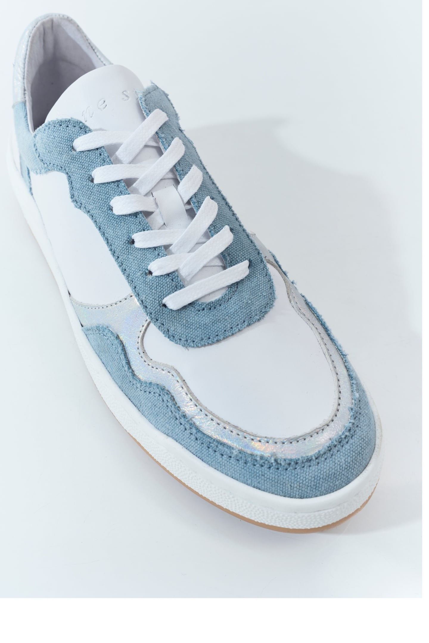 O.JODIE - WHITE, BLUE, SILVER LEATHER SNEAKERS 3