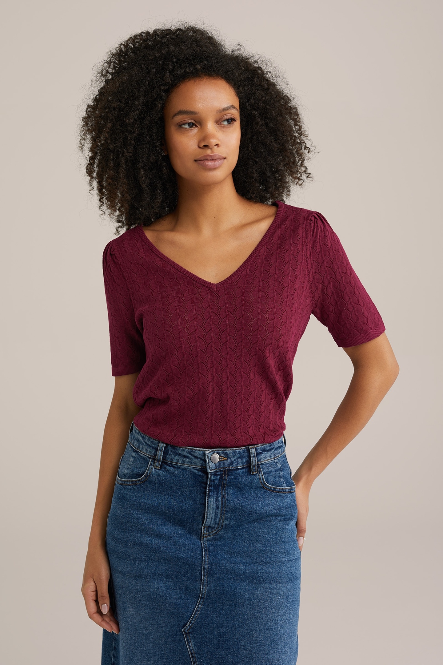 KNITTED PULLOVER BURGUNDY RED 2