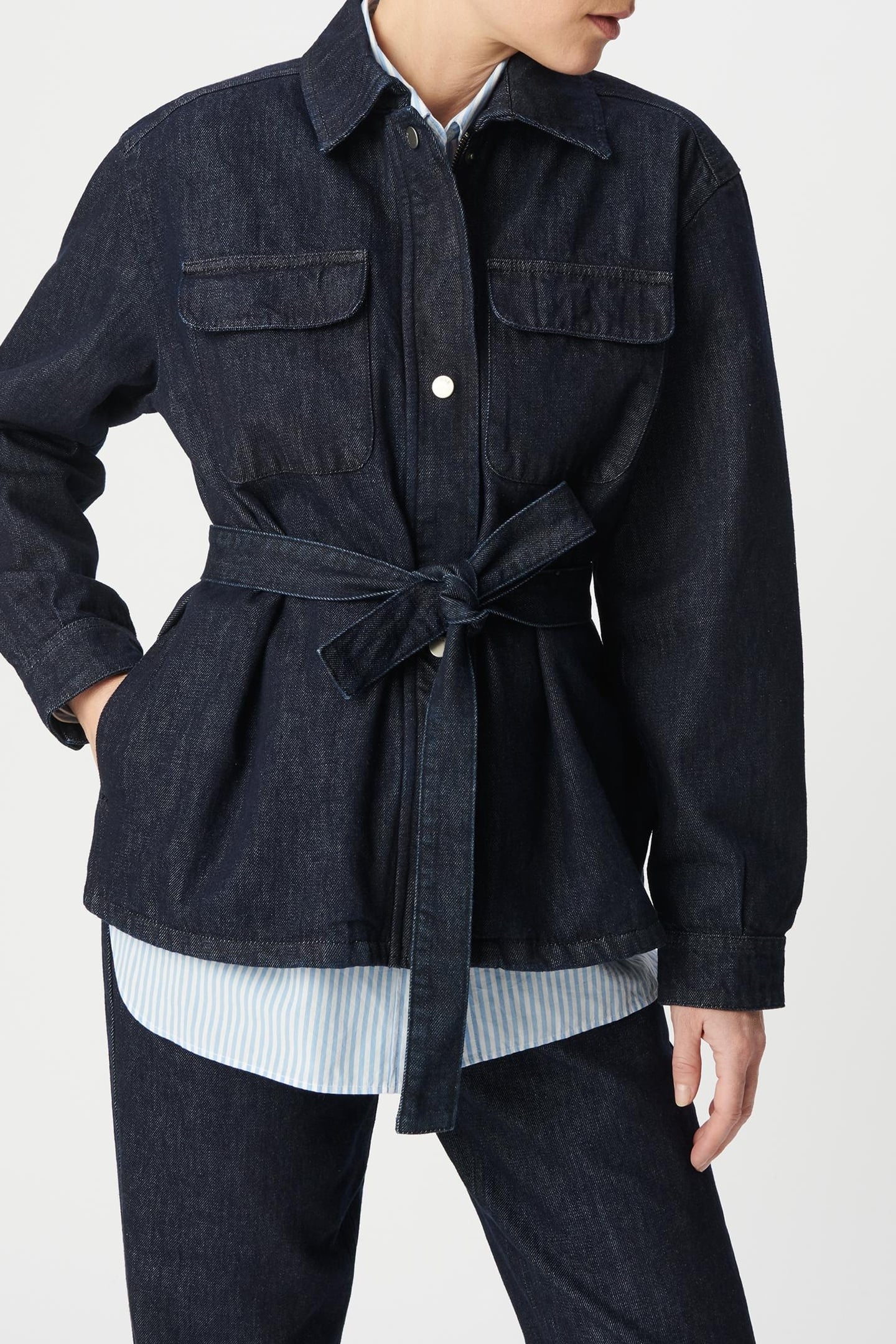 ZIPPED SAHARIENNE IN RAW DENIM AND RECYCLED COTTON 2