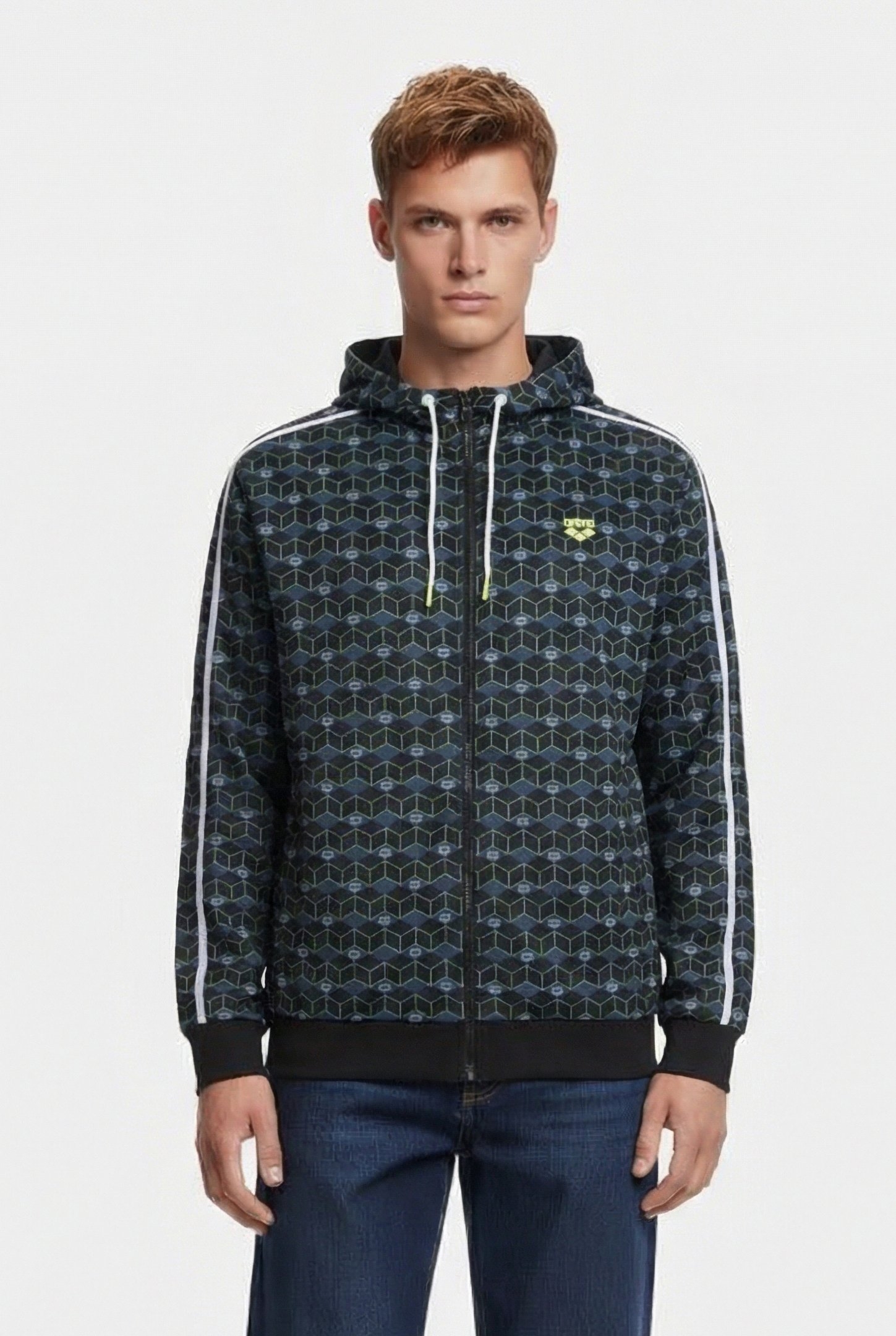 MAN HOODIE FULL ZIP A-AFM819S23 BLACK AOP 1