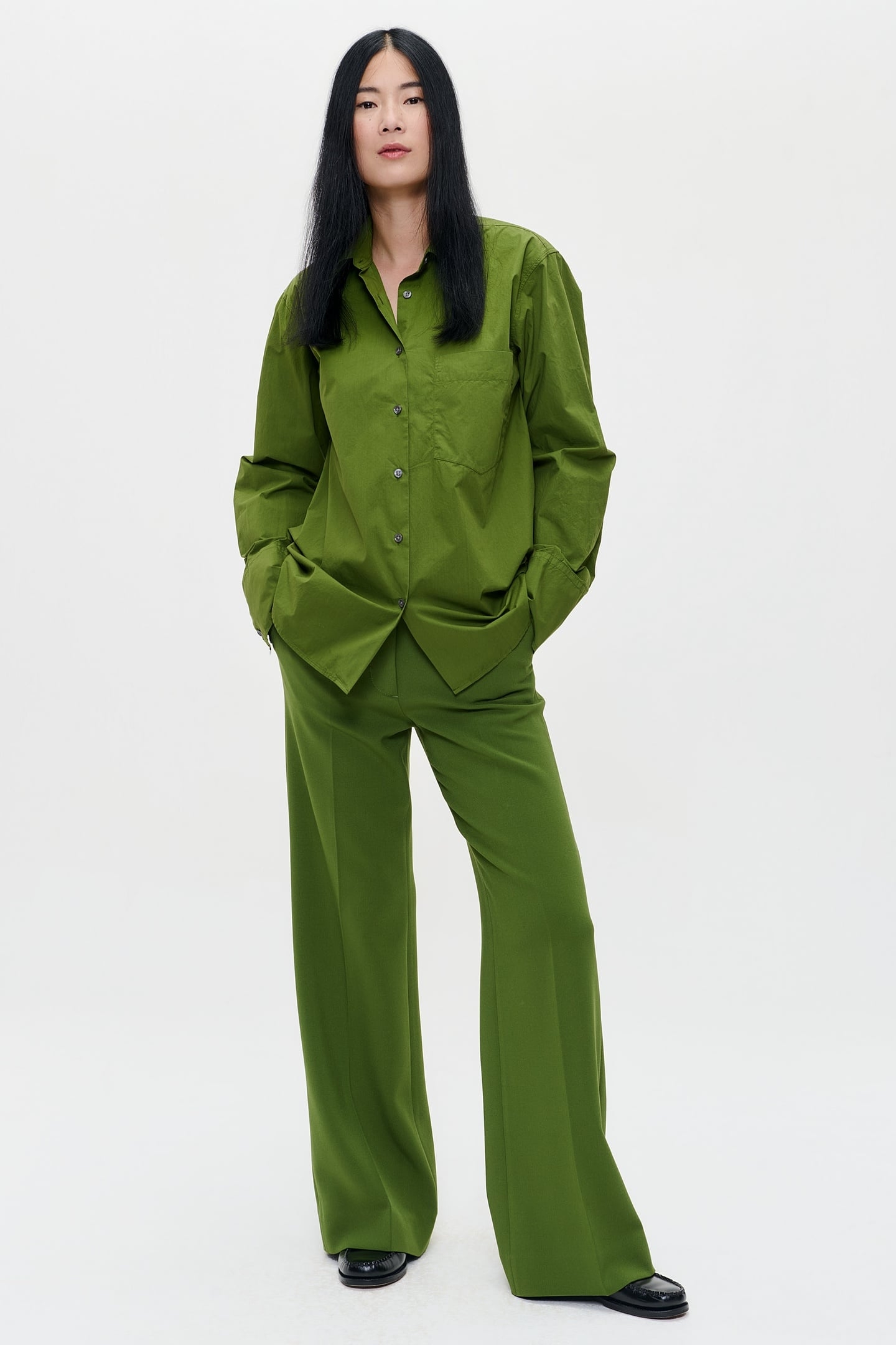 POPLIN SHIRT HERB GREEN 1