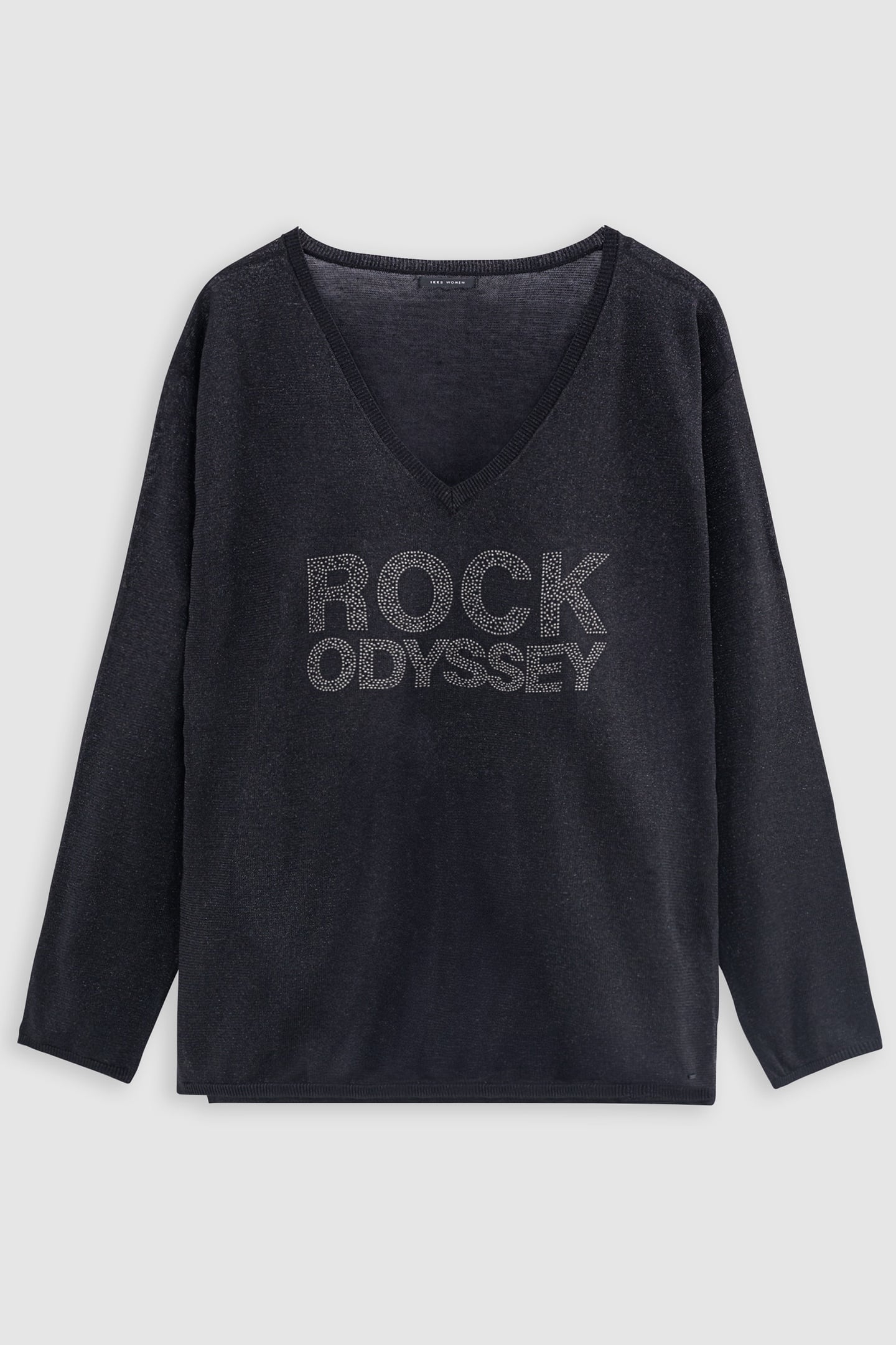 BLACK KNITTED SWEATER LUREX STUDDED MESSAGE 1