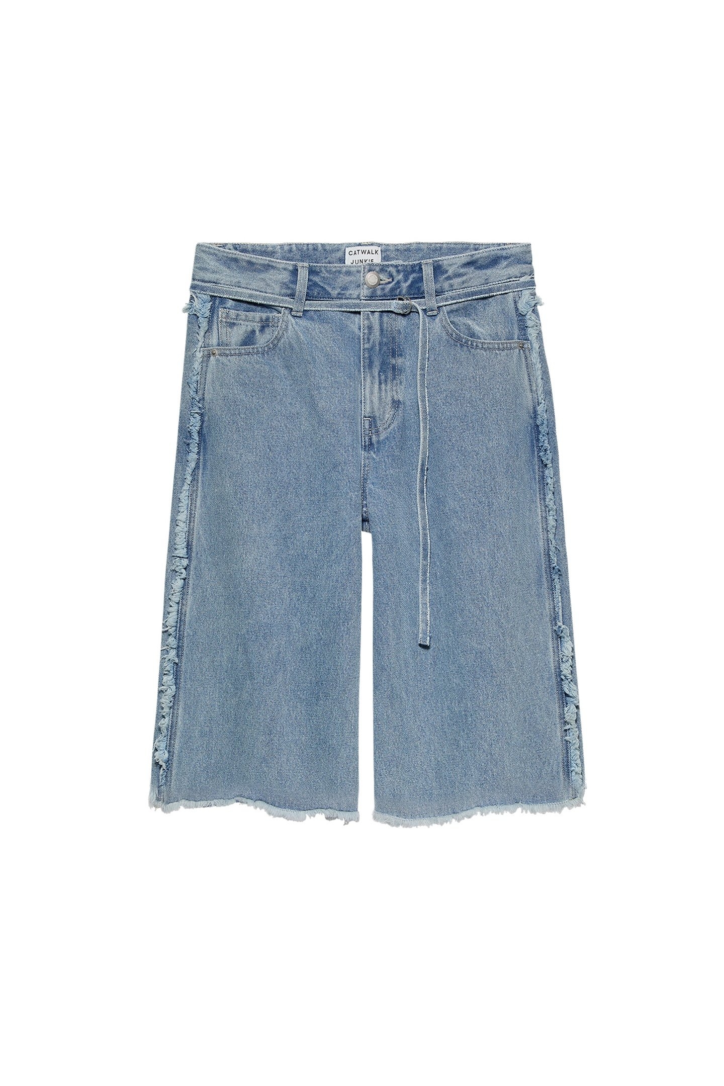 LOOSE FIT FRINGED JORTS STARLIGHT BLUE 4