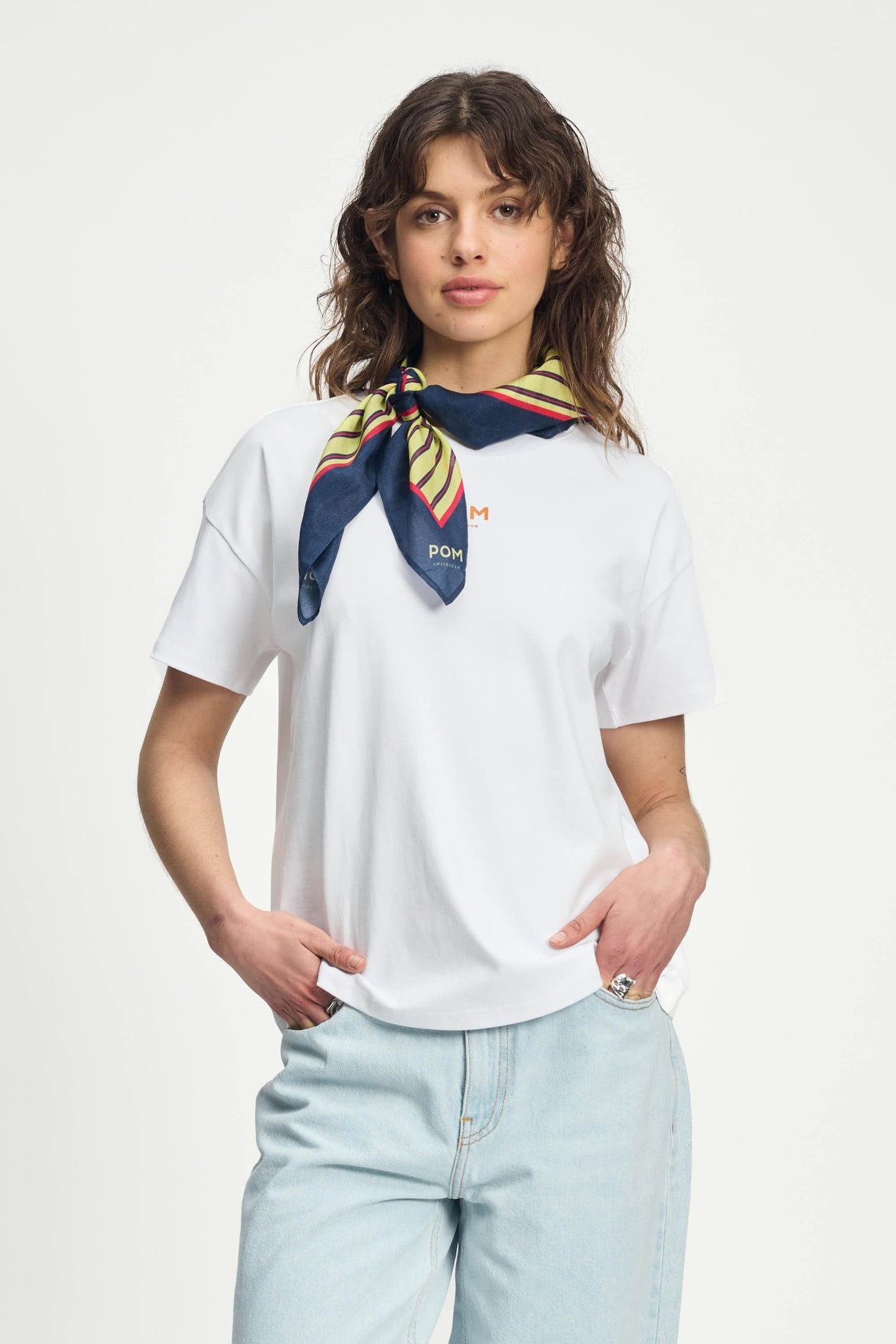 SHAWL - POM STRIPES CREAM WHITE 1