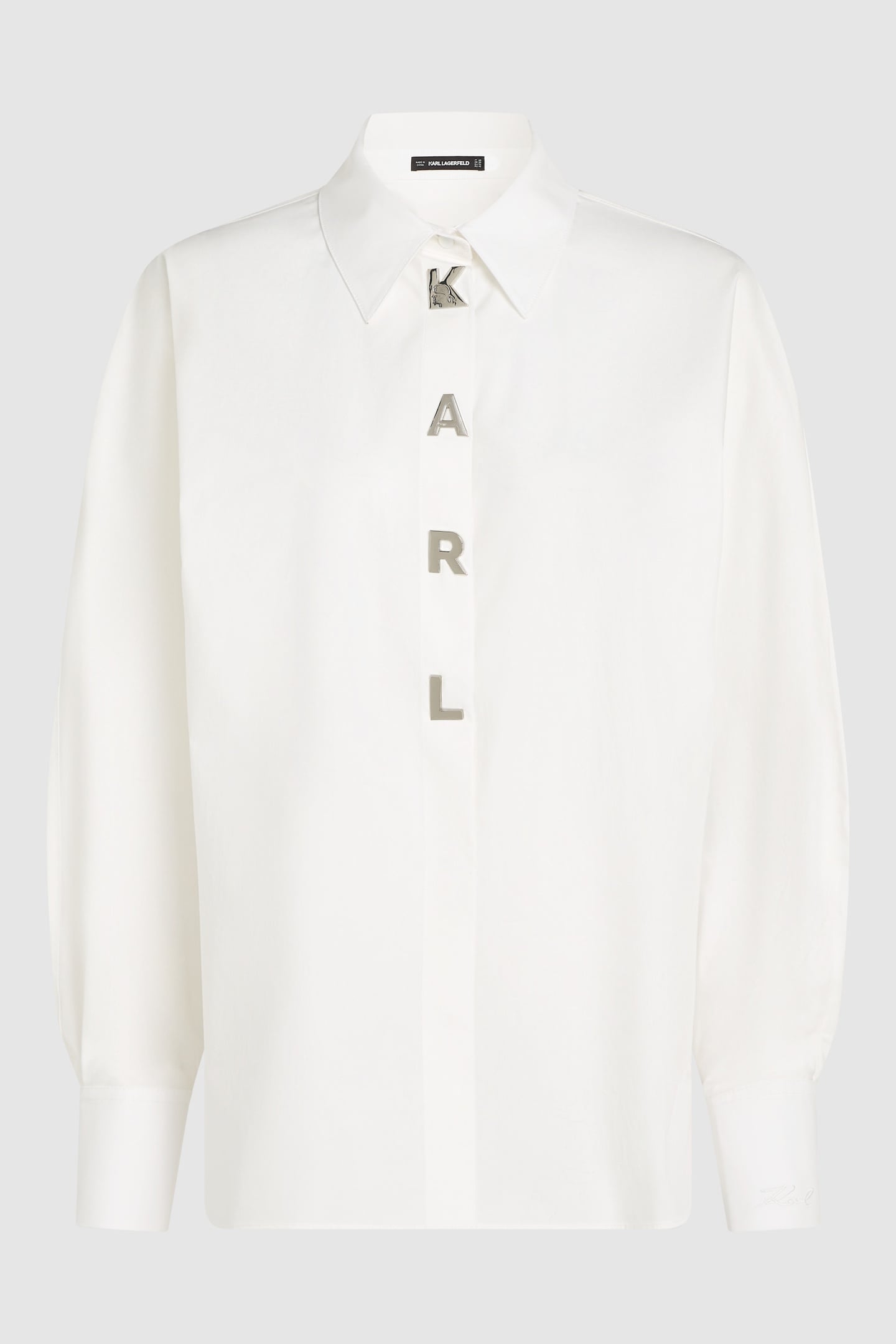 WHITE KARL SNAP FASHION POPLIN SHIRT 4