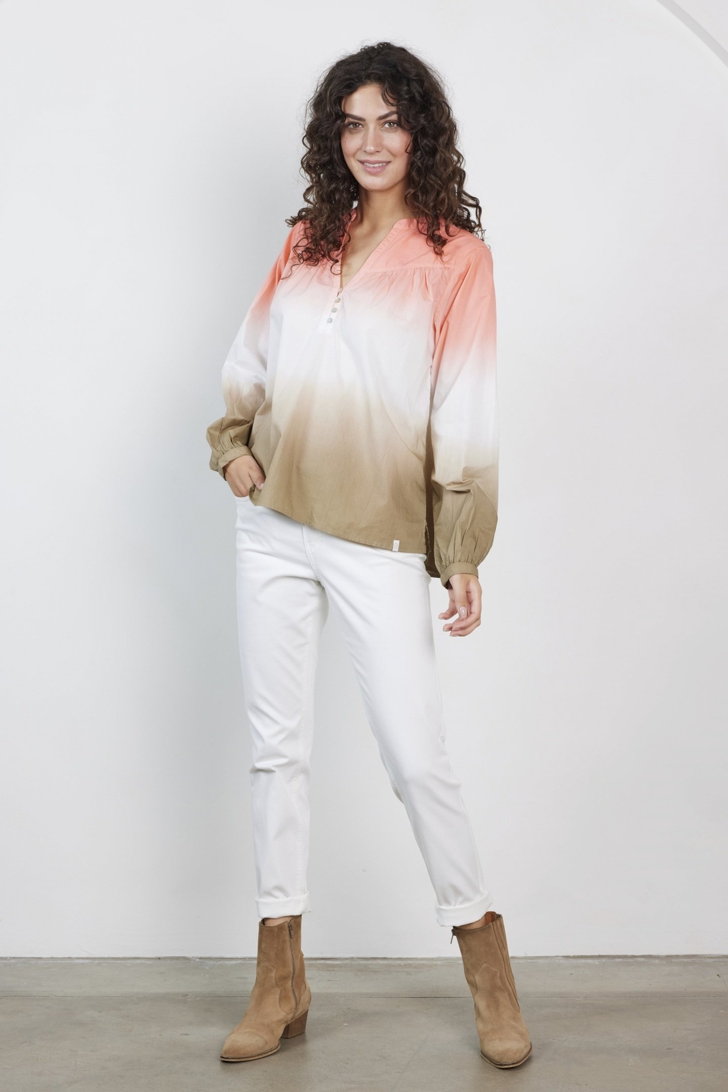 BLOUSE NELSI DIP DYE NEON ORANGE 1