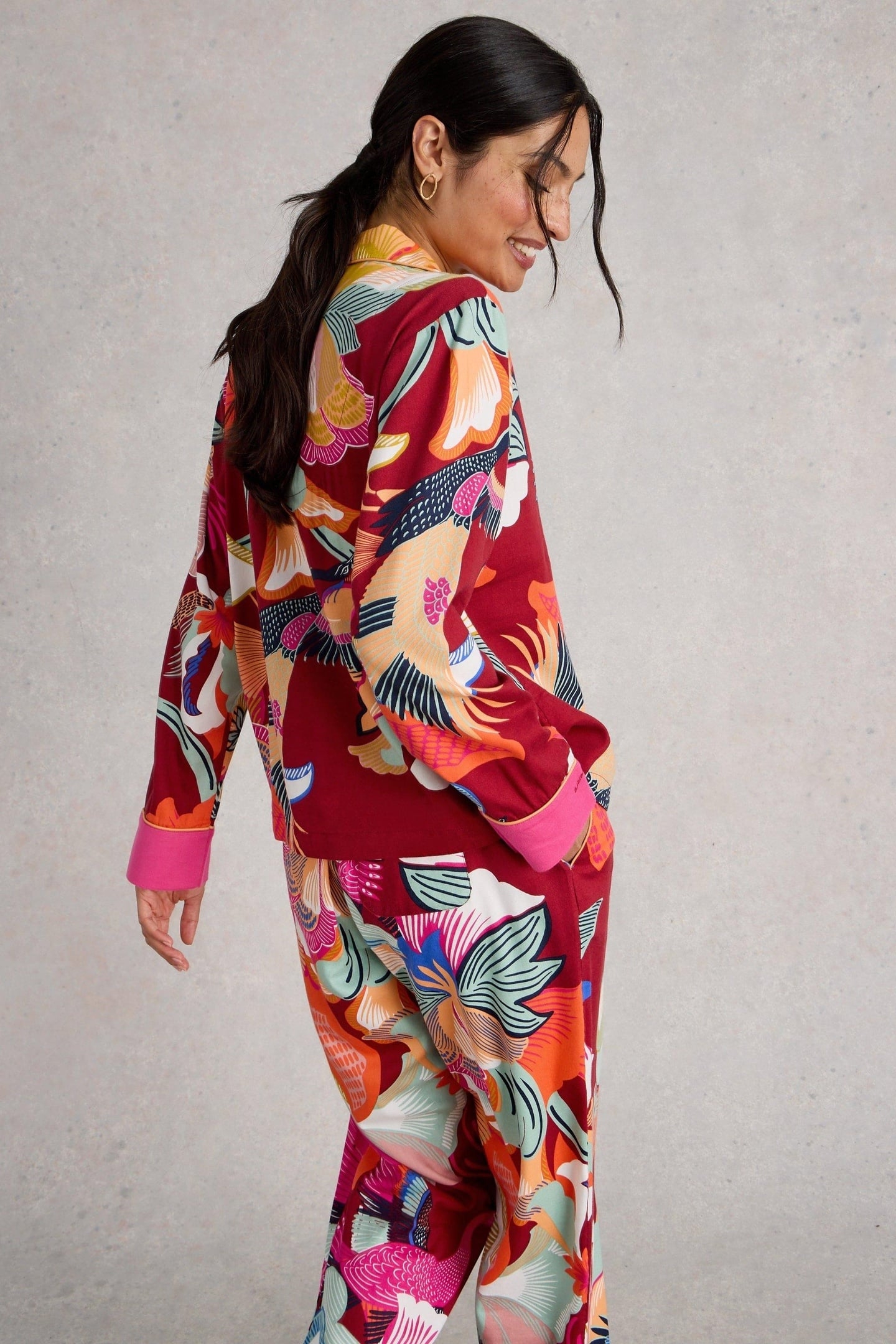 NINA ORGANIC PJ SHIRT RED MULTI 2