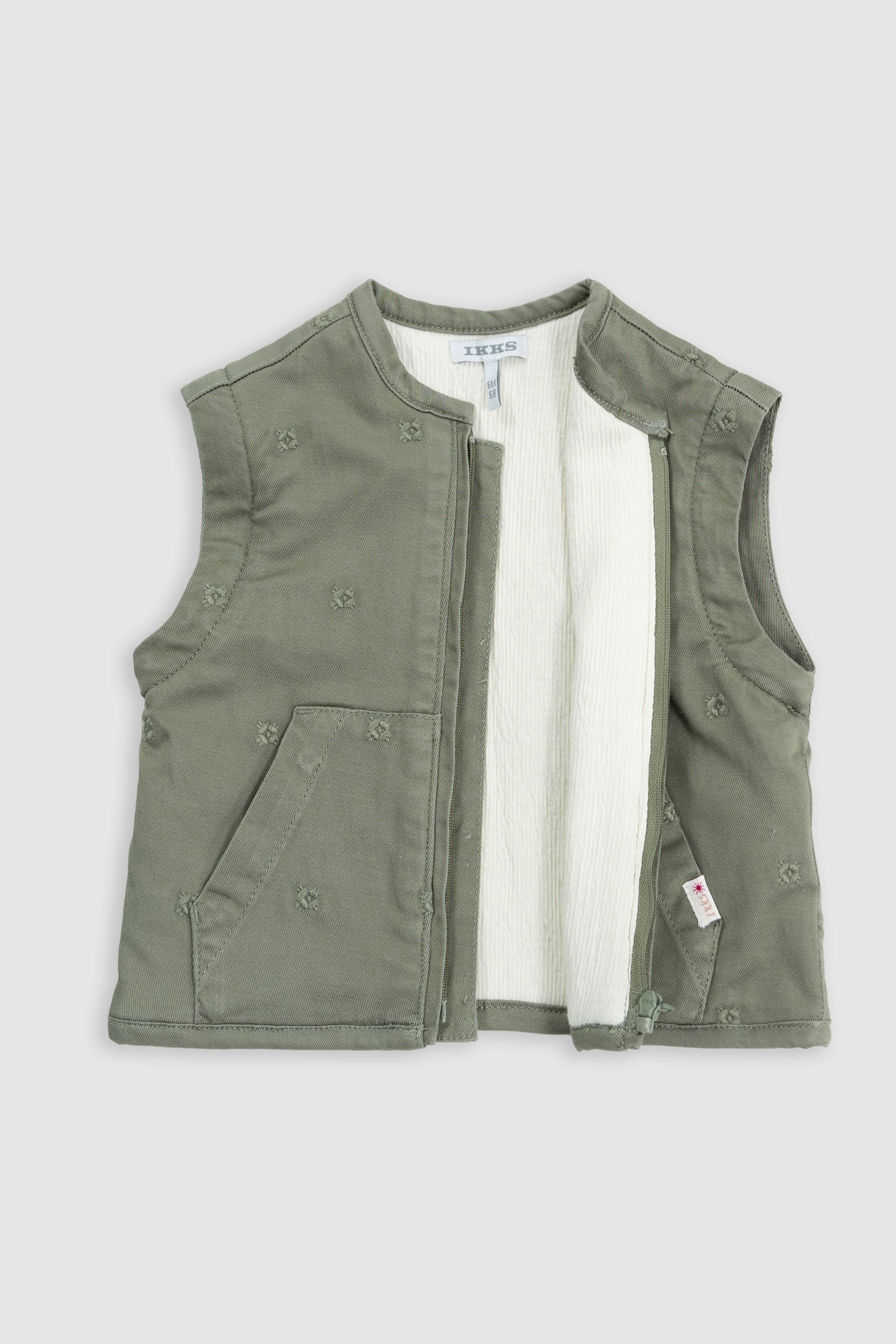 EMBROIDERED KHAKI JACKET WITH REMOVABLE SLEEVES 4