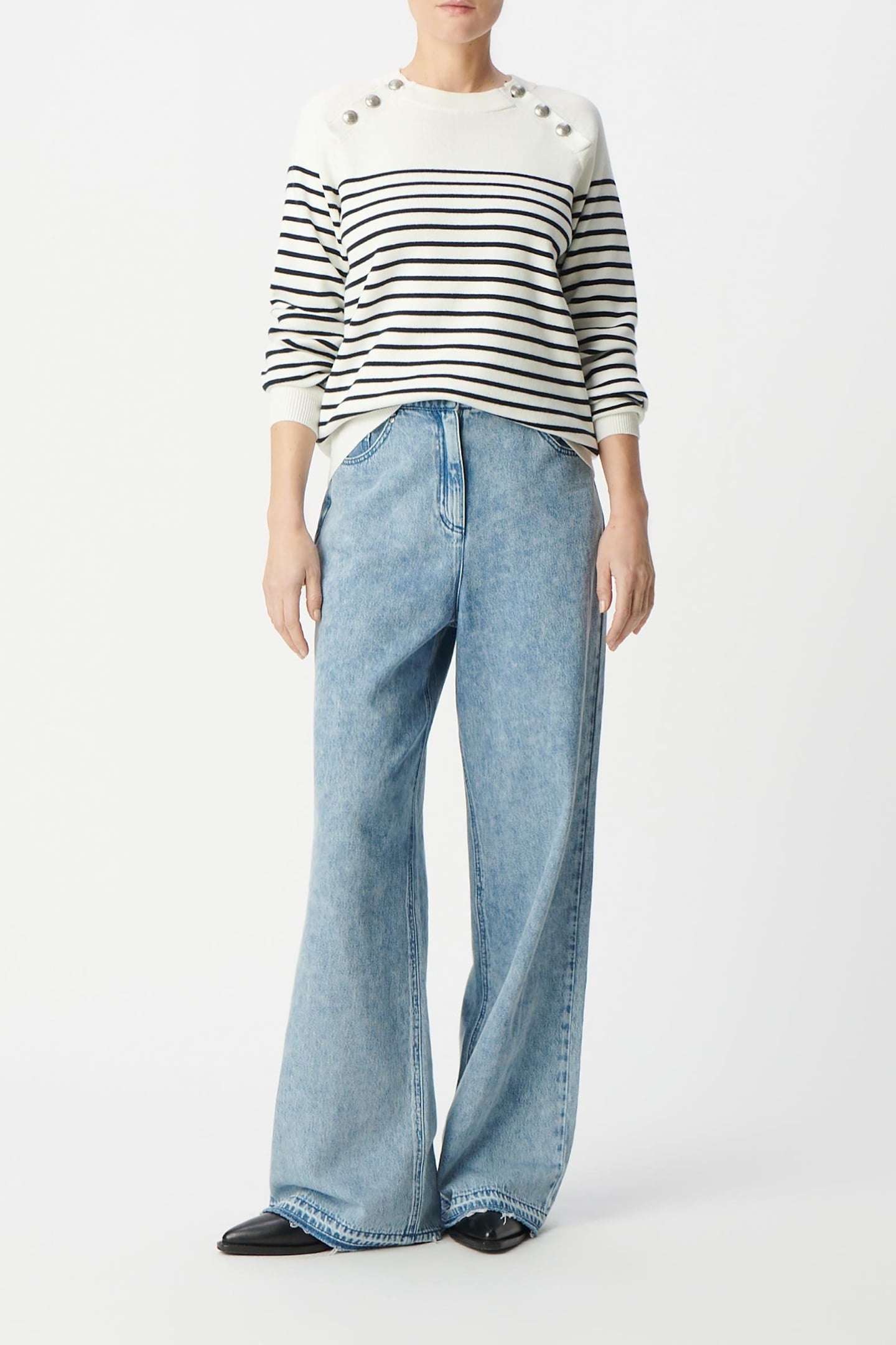 STRIPED KNITTED SAILOR SWEATER WITH ENGRAVED BUTTONS 1