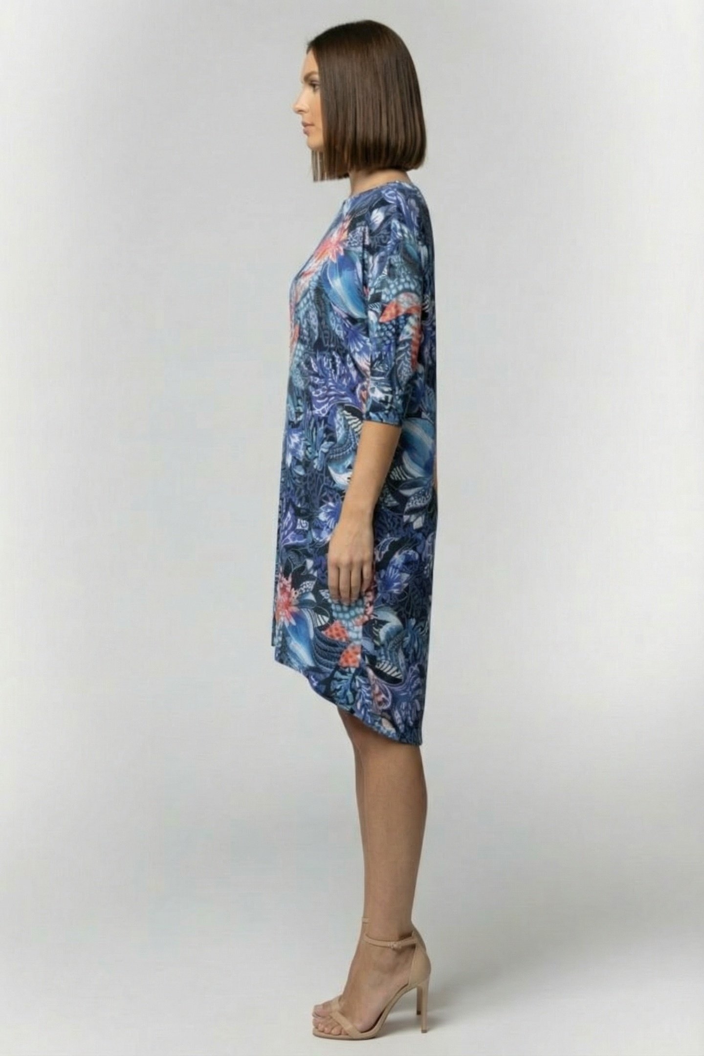 EASY LOOSE DRESS 3/4 SLEEVES IN AZUR FUSION PRINT 3
