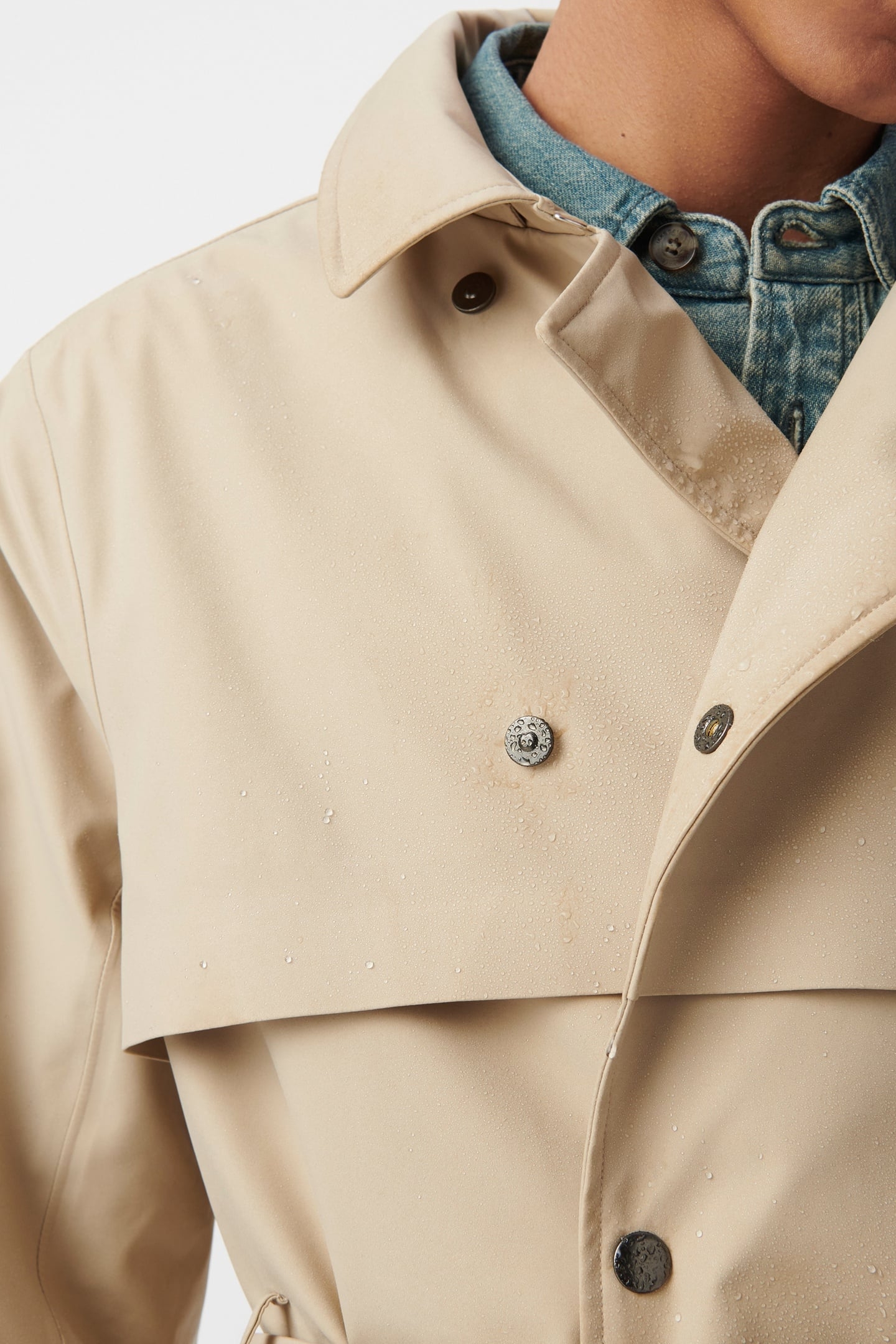 SAND NYLON WATERPROOF TRENCH COAT 7