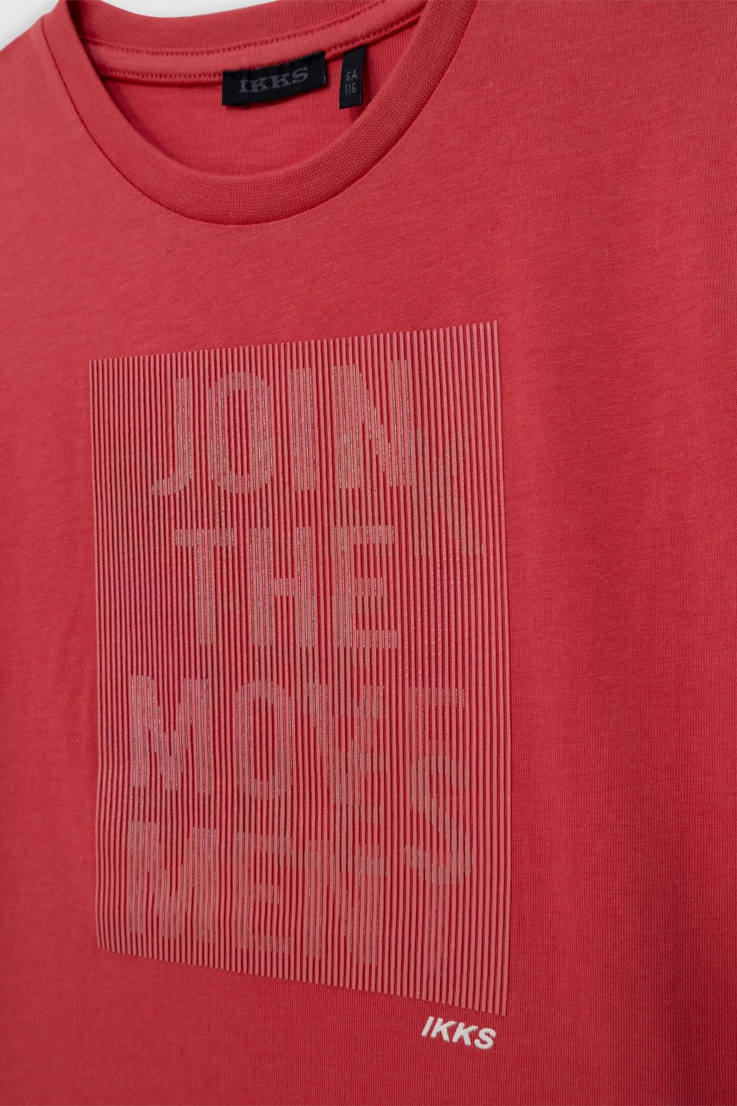 RED ORGANIC COTTON T-SHIRT WITH STRIPES ON MESSAGE 3