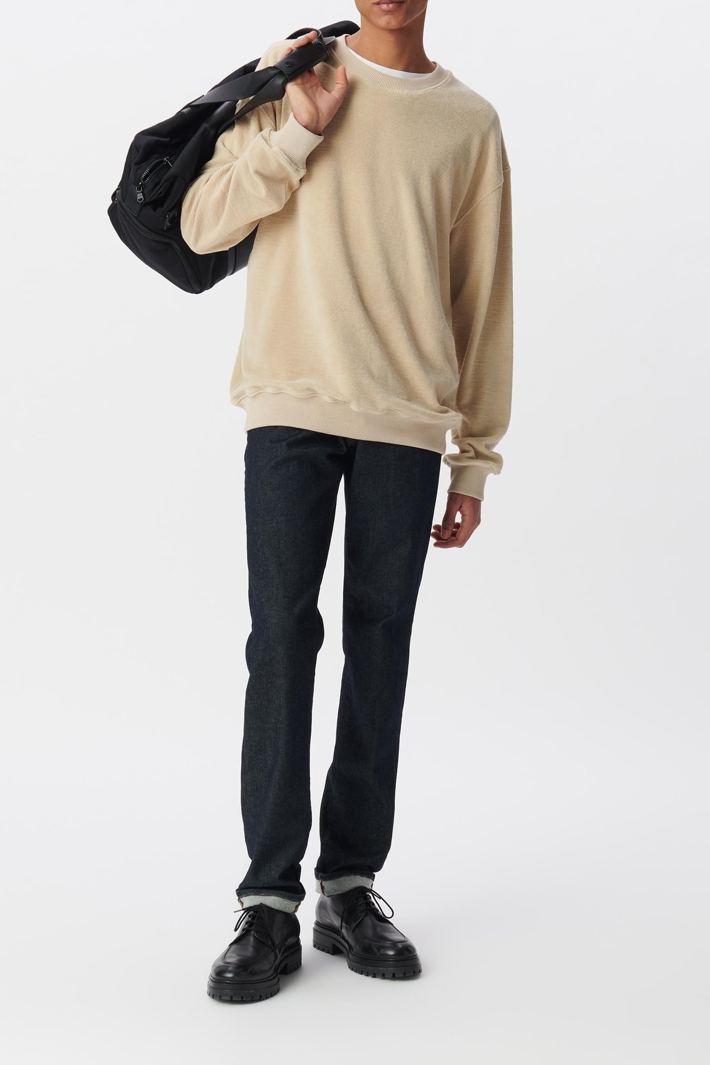 BEIGE ORGANIC COTTON TERRY CLOTH SWEATSHIRT 1