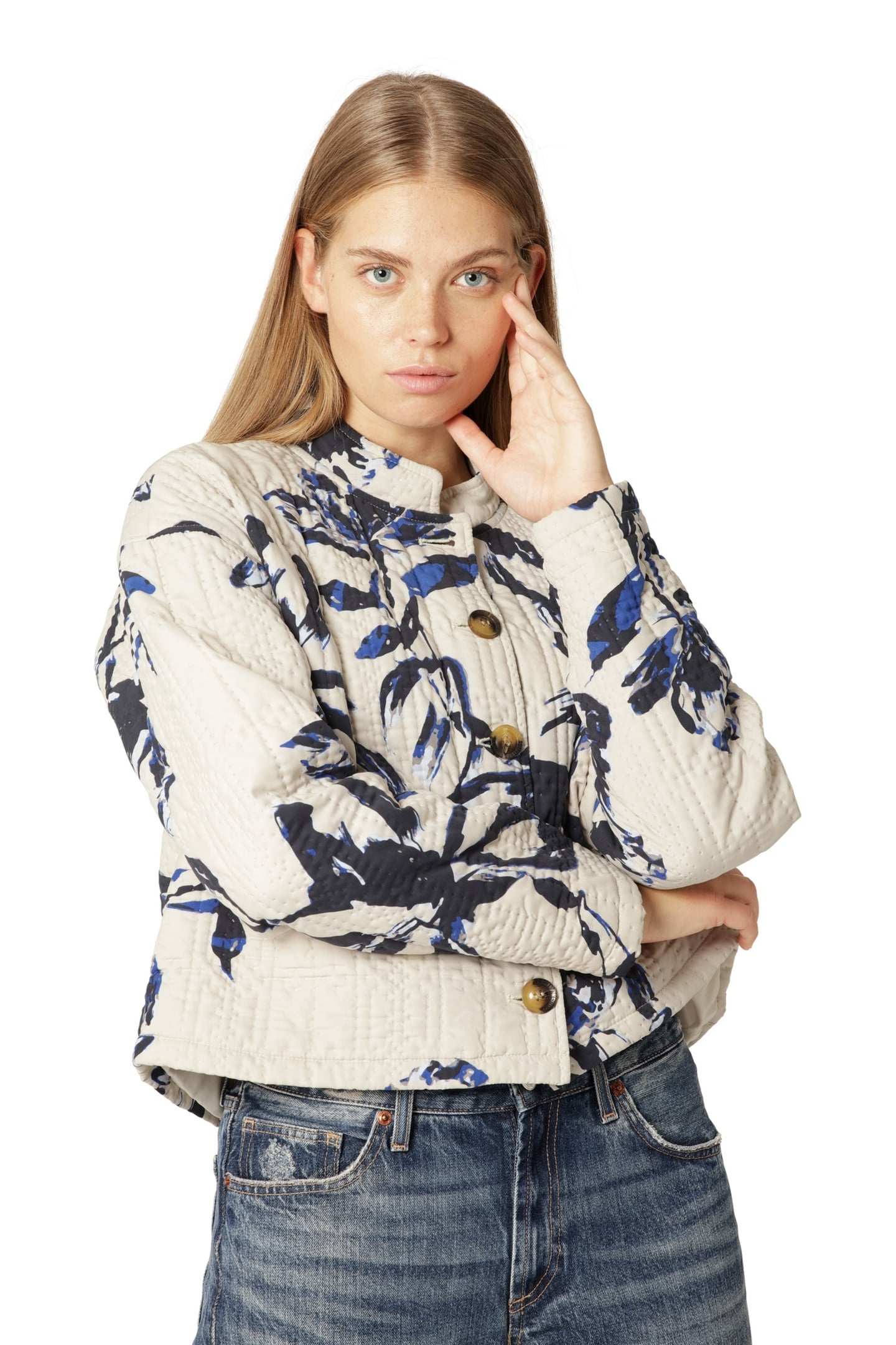 RAIN&OUTERWEAR QUILTTO01P BEIGE ARTSY STROKE FLOWER 5