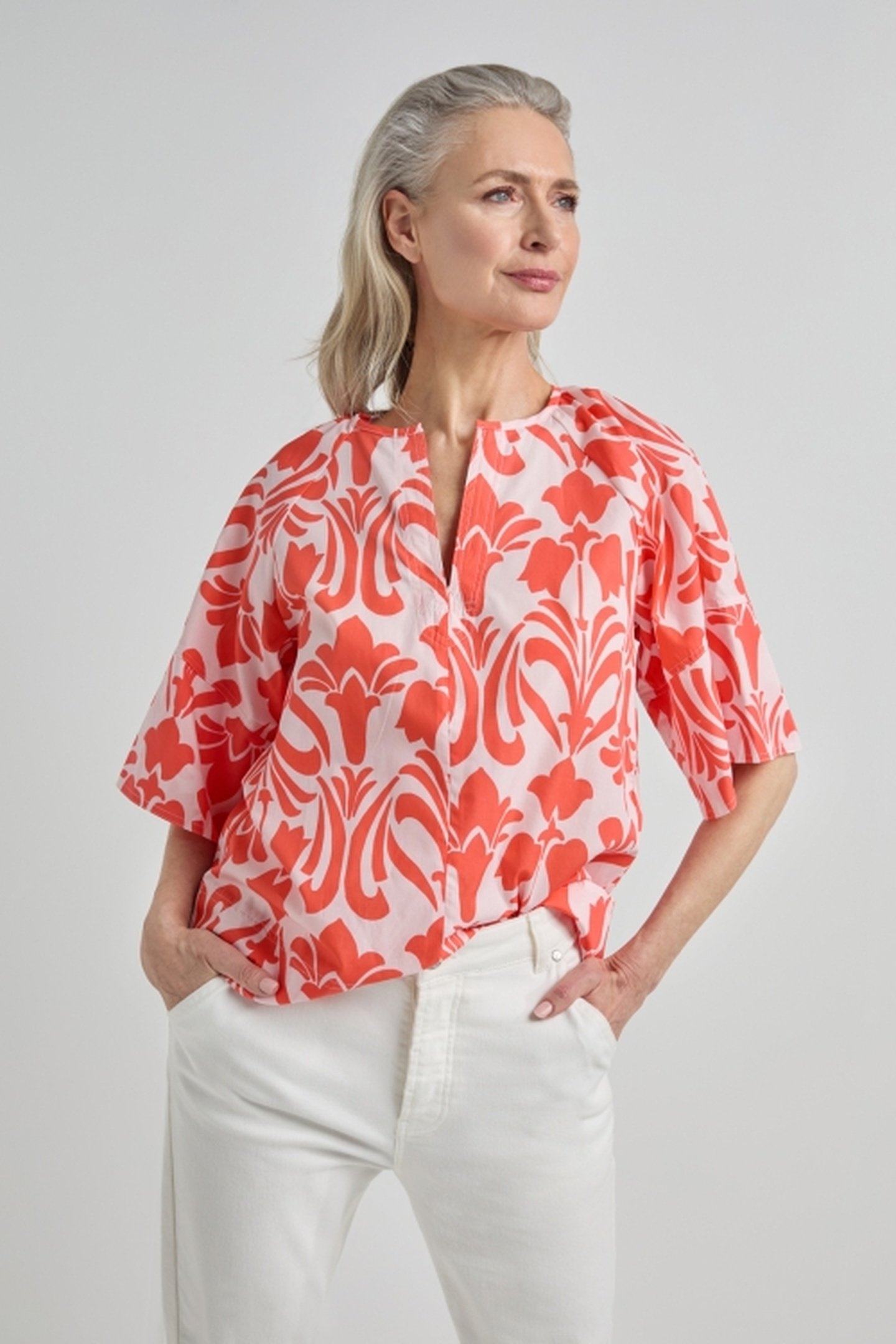 JEFF BLOUSE CORAL PRINT 1