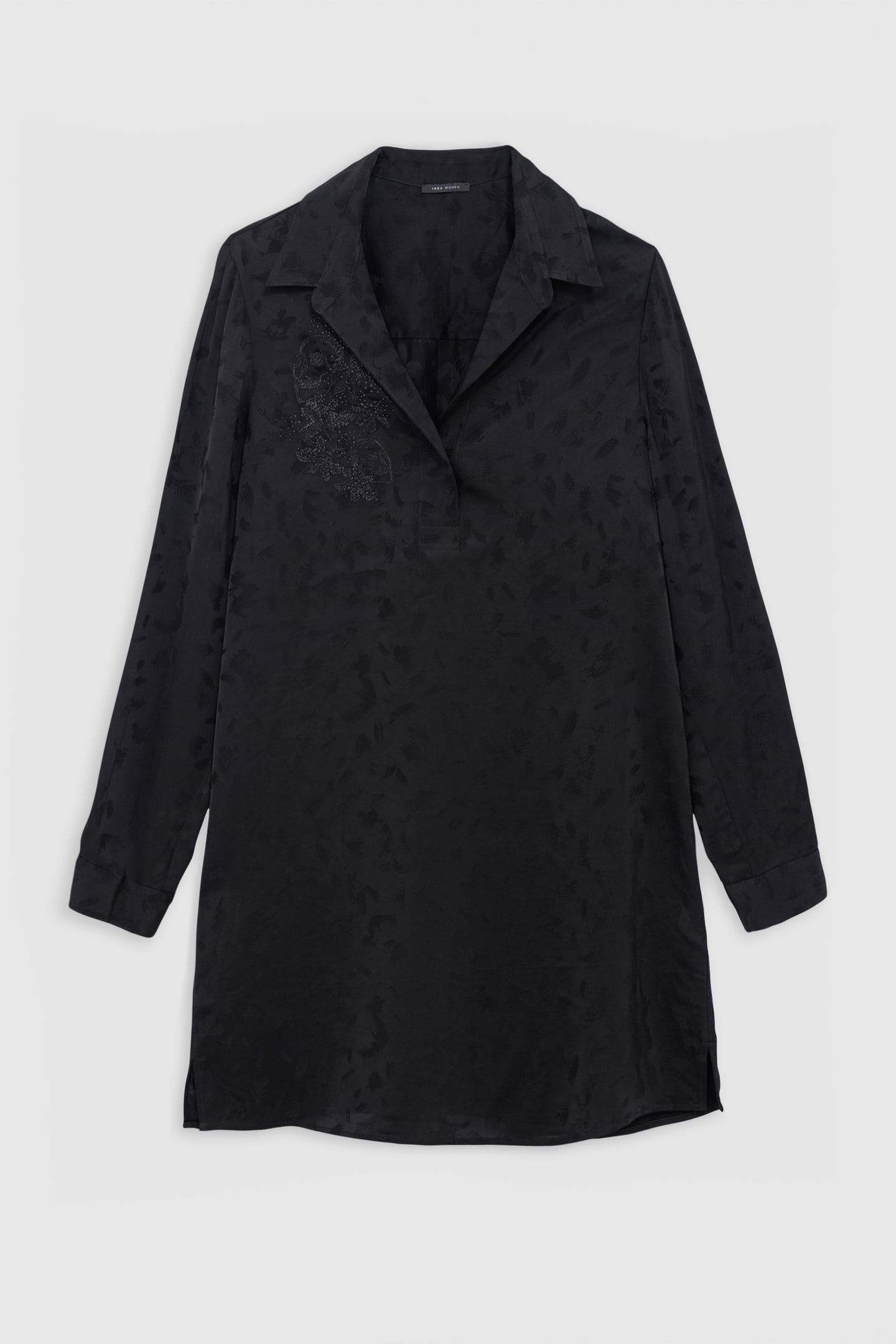 BLACK JACQUARD DRESS WITH ARTY EMBROIDERY MOTIF 5