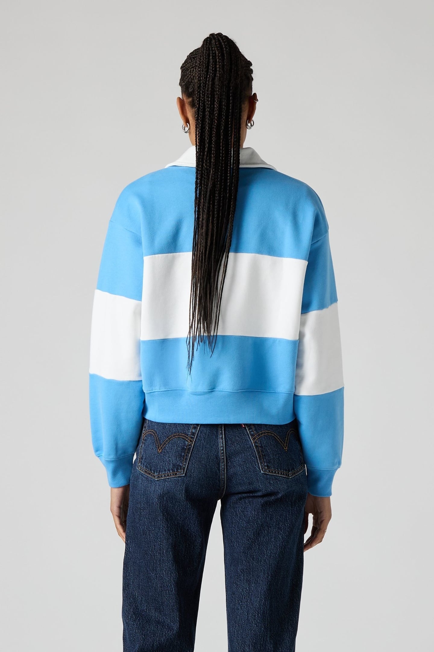 GR BANKS 1/4 ZIP COLLAR LS N AZURE BLUE/ 3