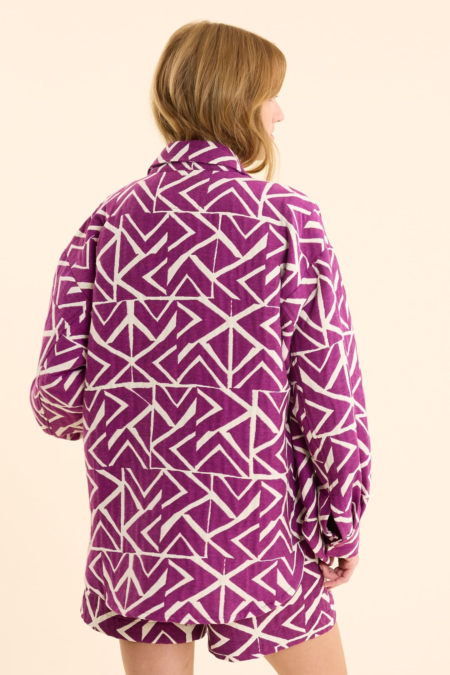 JACQUARD VIOLET JACKET WITH GRAPHIC PATTERN VIOLINE 3