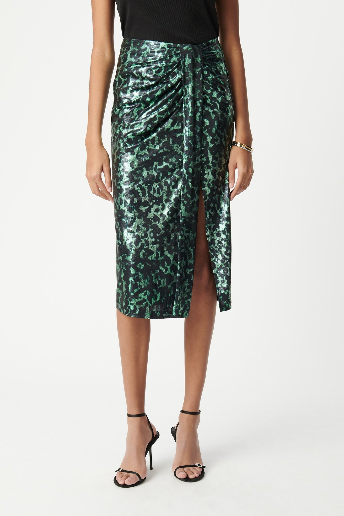 METALLIC CAMOUFLAGE PRINT GREEN SKIRT 3