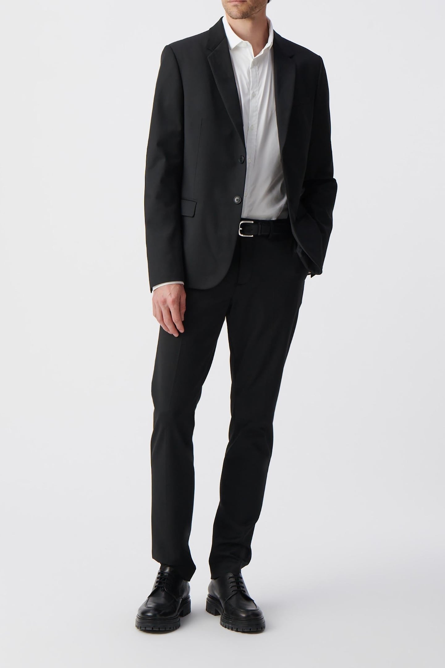 BLACK SLIM FIT TRAVEL SUIT TROUSERS 1