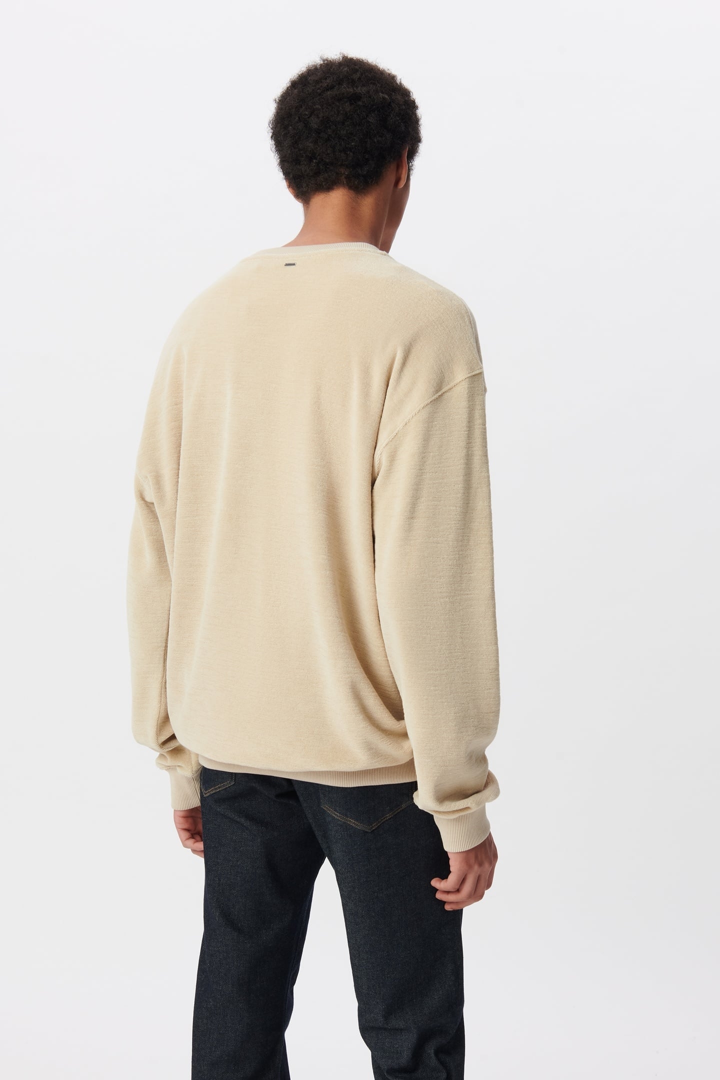 BEIGE ORGANIC COTTON TERRY CLOTH SWEATSHIRT 3