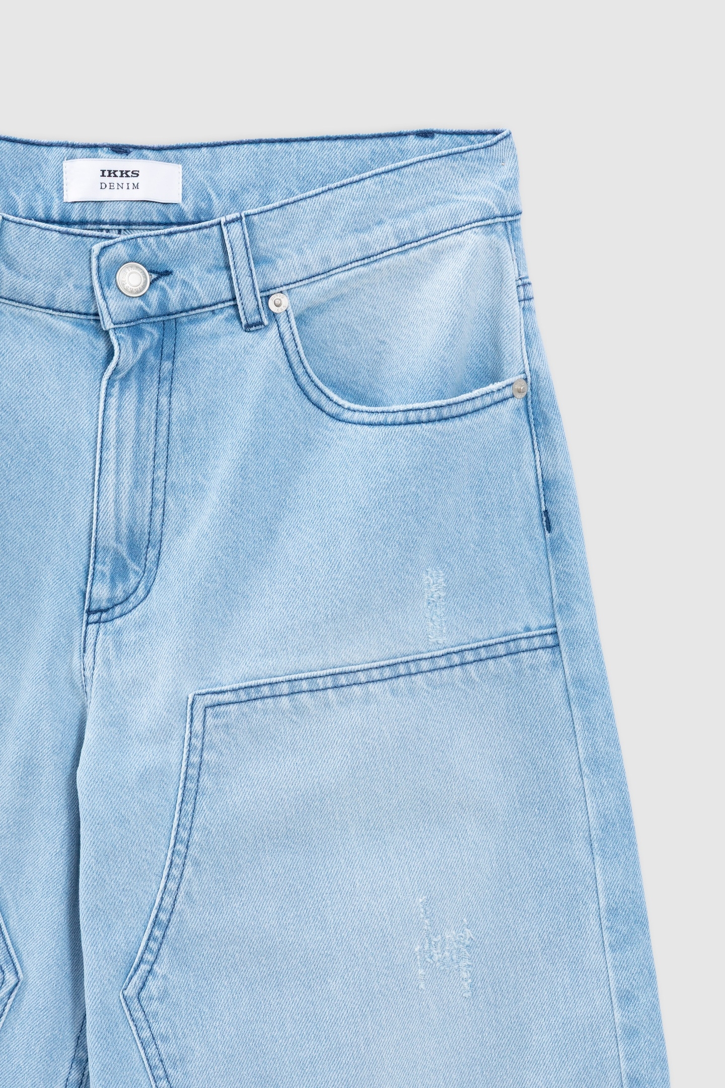 WIDE-LEG LIGHT BLUE DENIM JEANS WITH WORN EFFECT 4