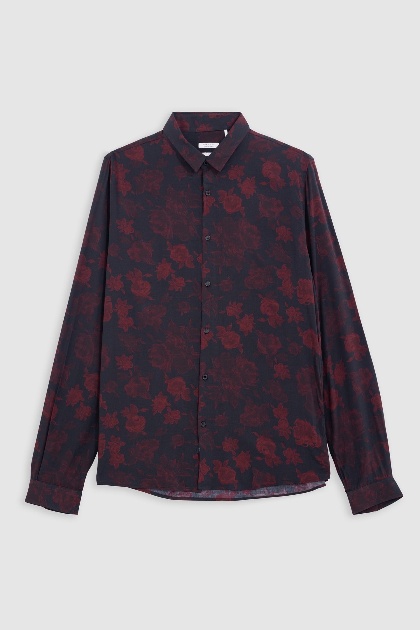 BLACK SLIM SHIRT WITH RED ROSE PRINT 5