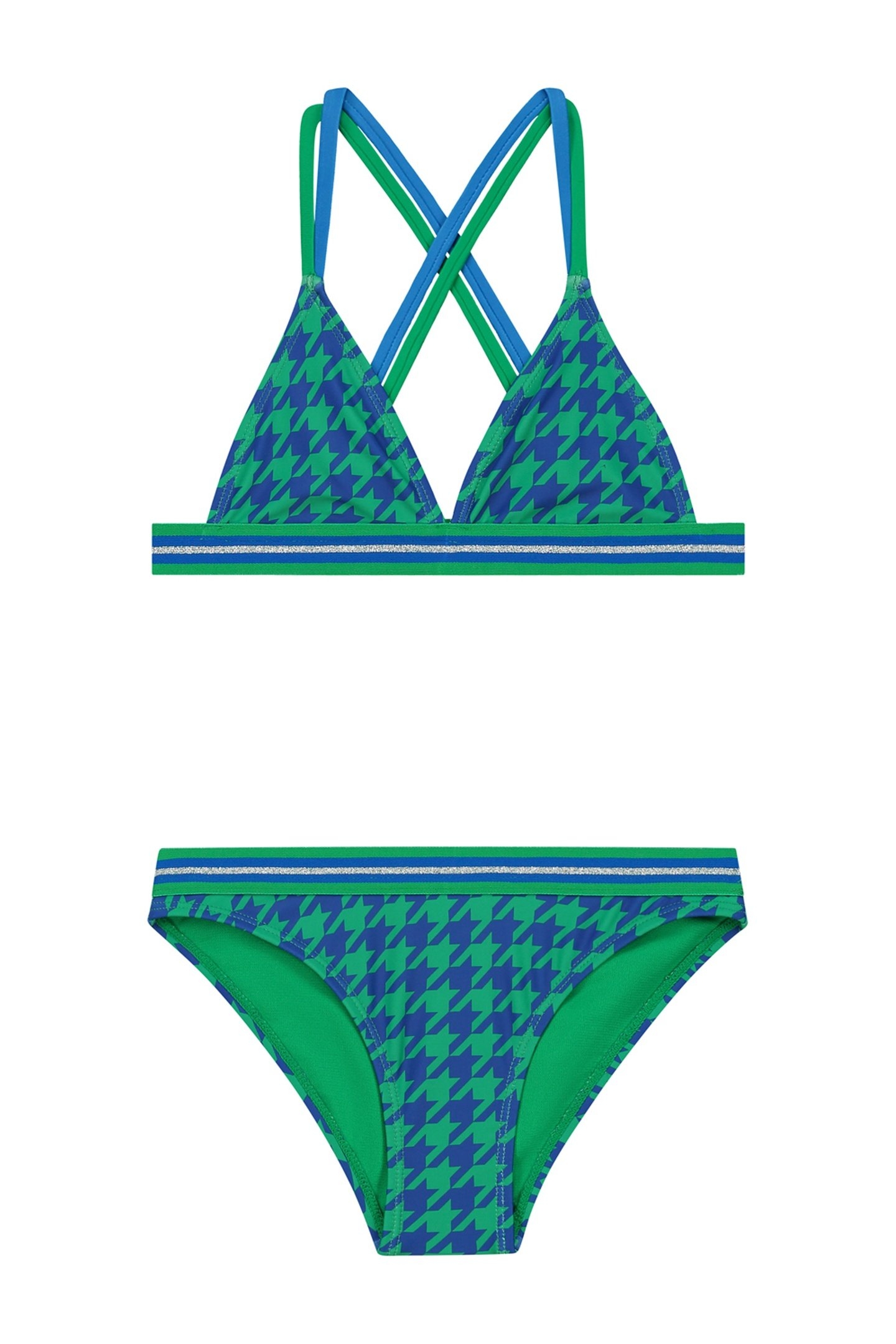 GIRLS LUNA BIKINI SET PIED DE POULE OCEAN BLUE CHECK 1