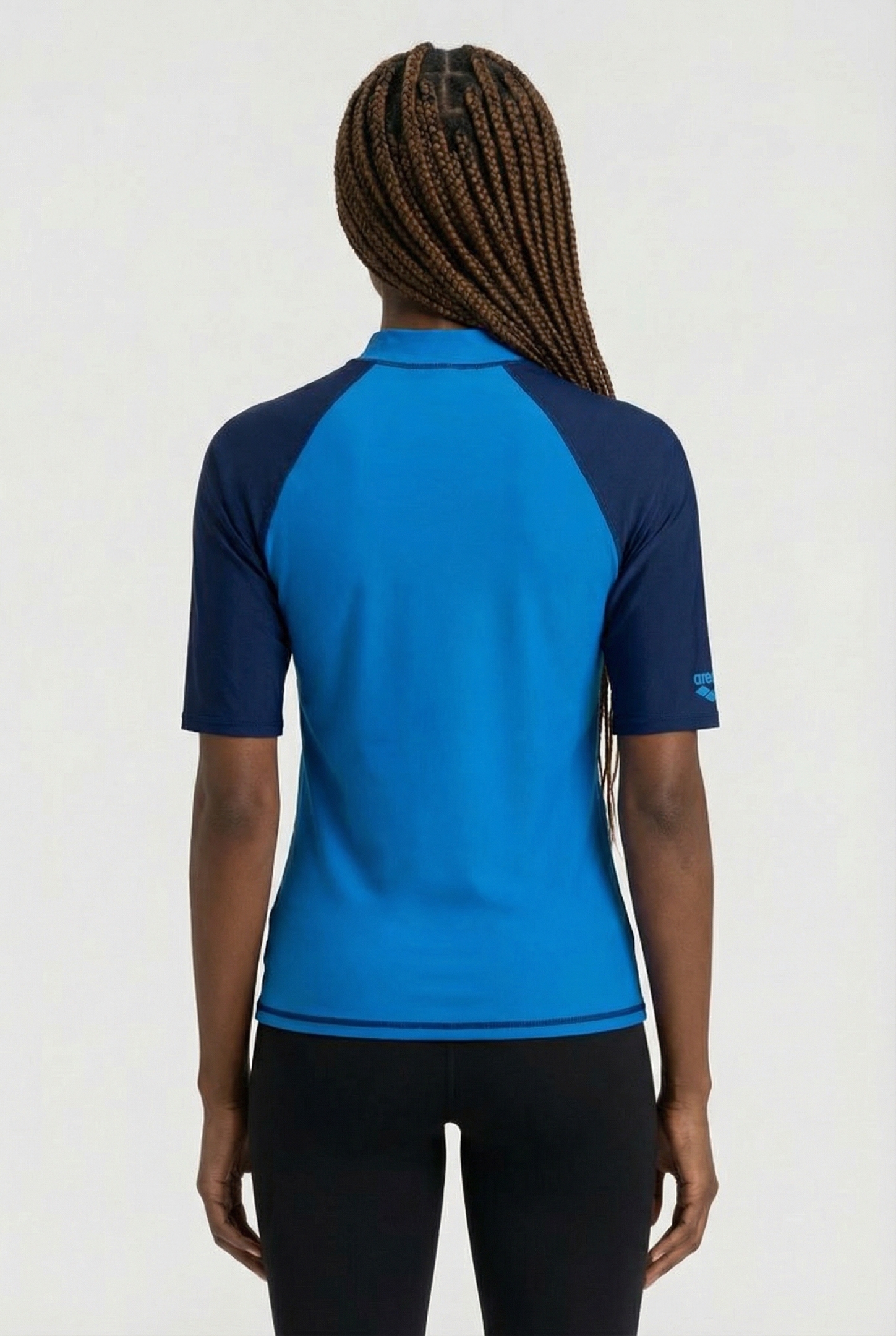 WOMEN'S ARENA RASH VEST S/S GRAPHIC TURQUOISE-NAVY 2