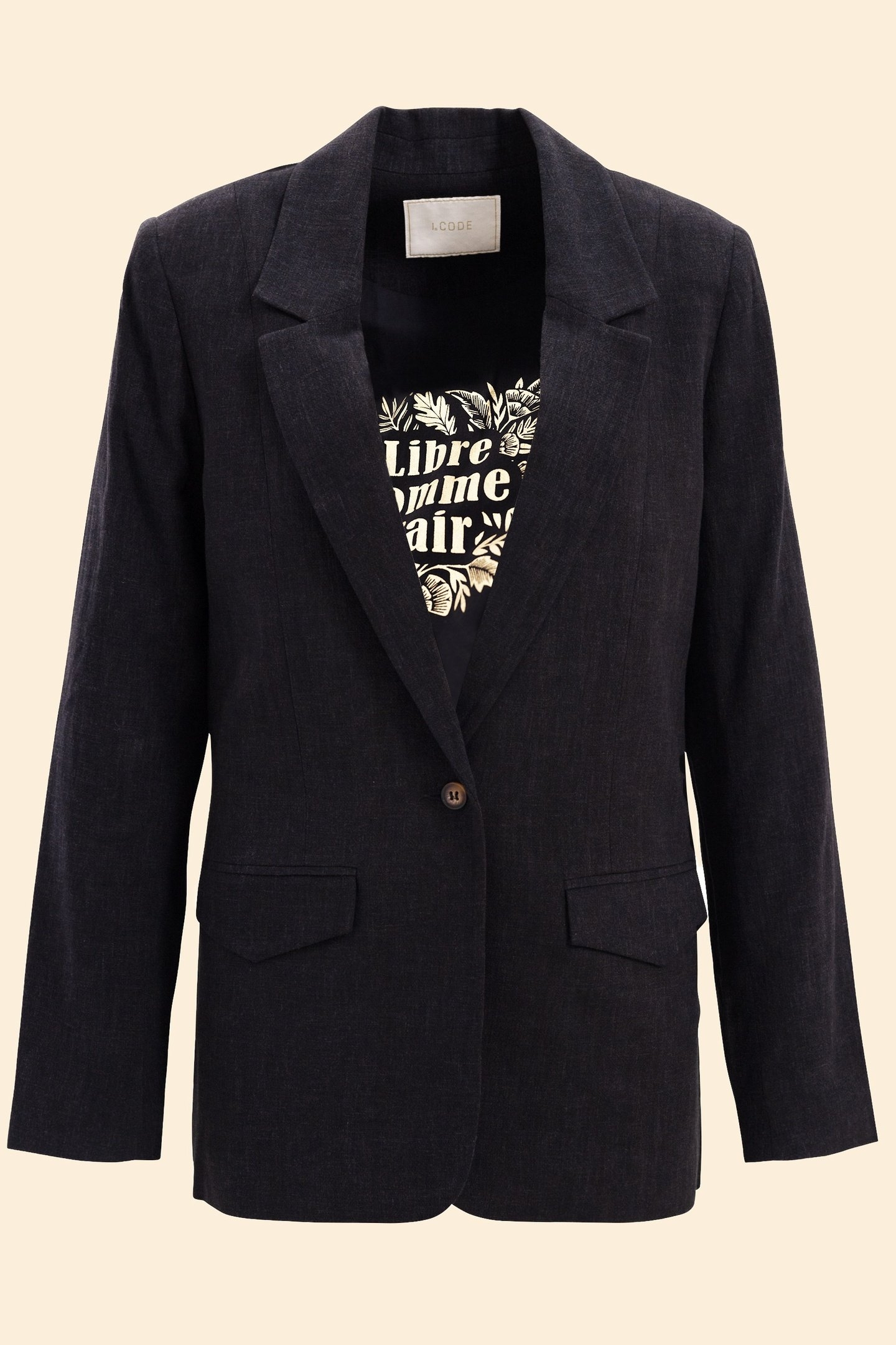 BLACK COTTON LINEN SUIT JACKET BLACK 4