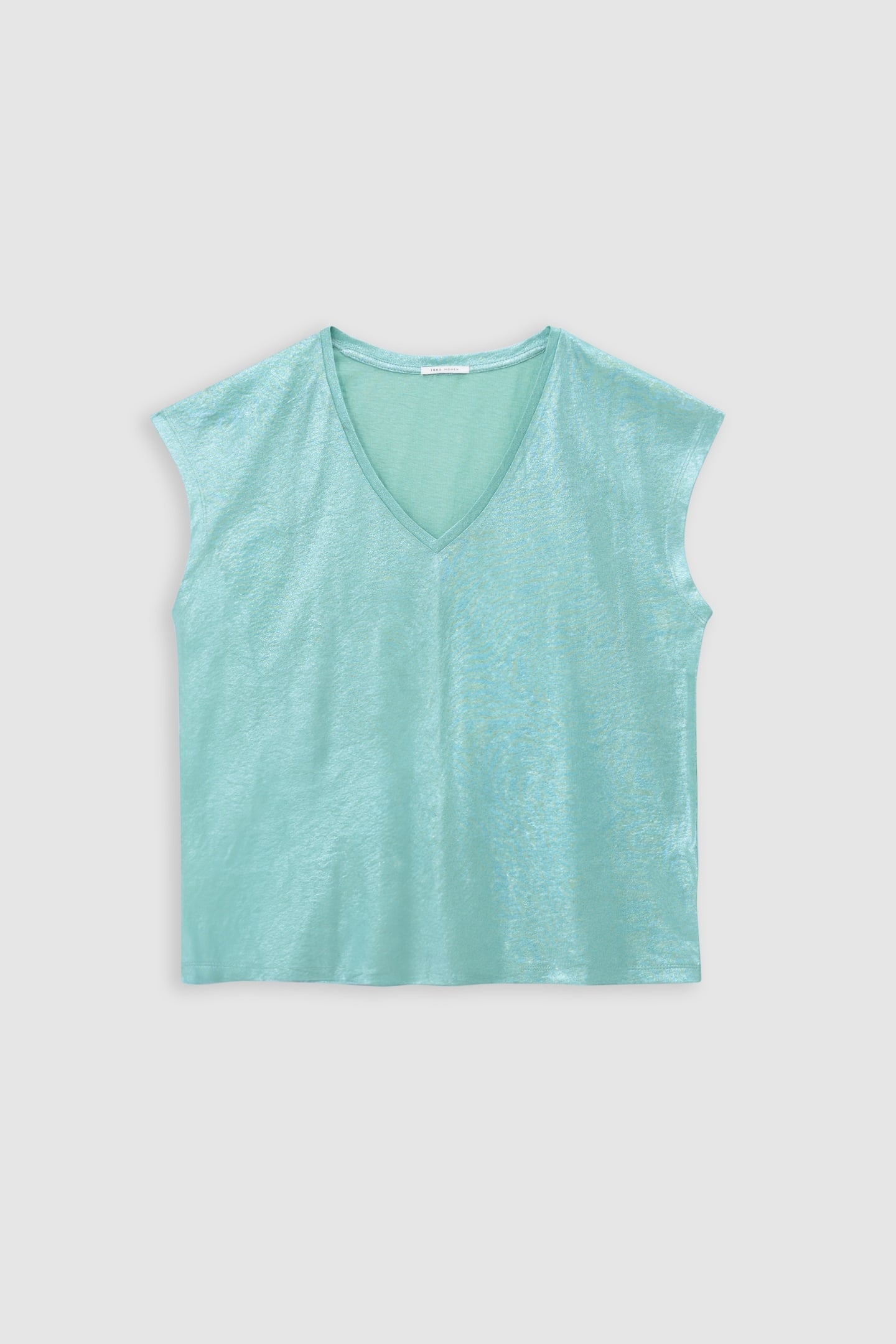 GREEN V-NECK IRIDESCENT KNIT TEE 3