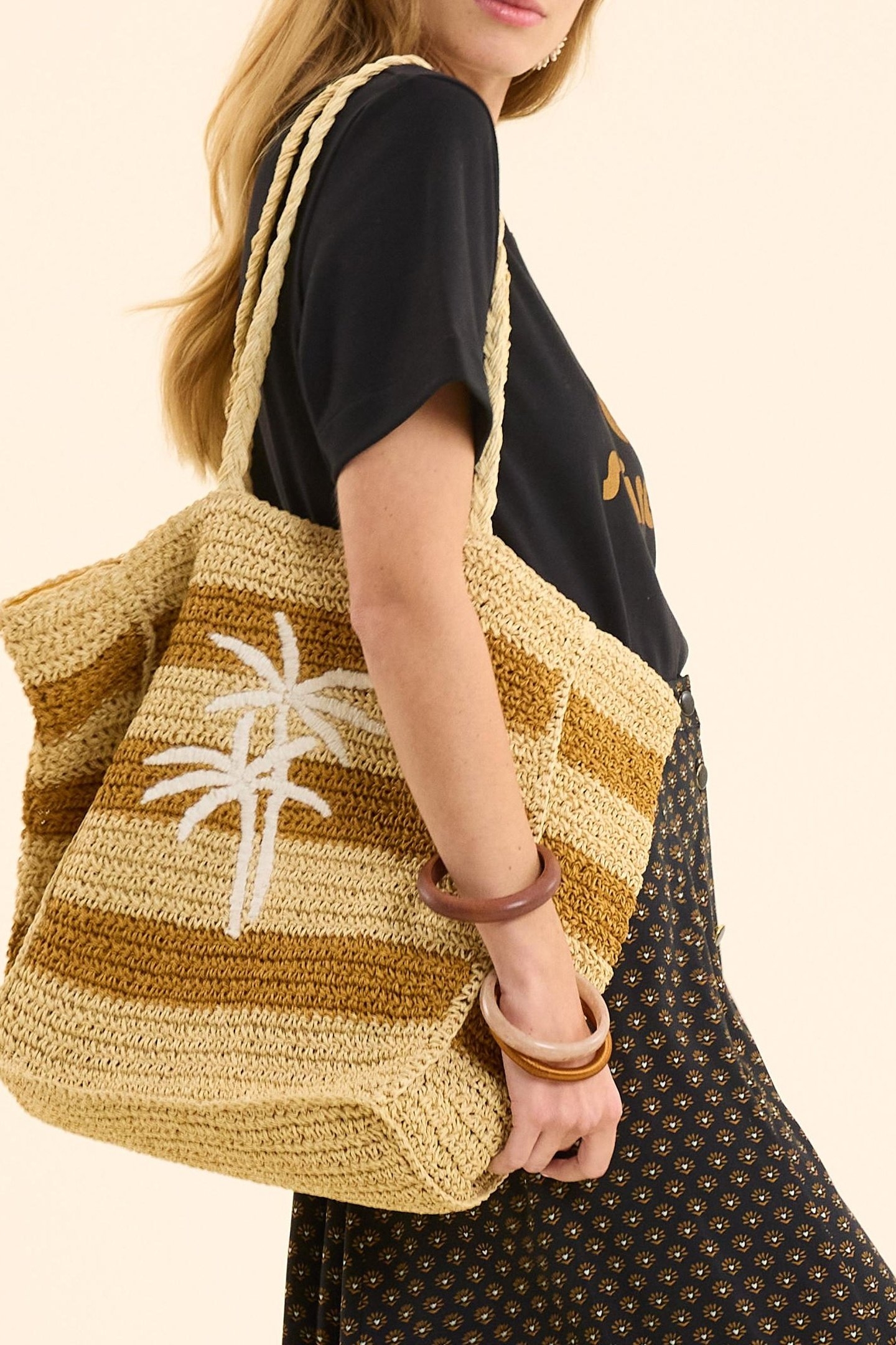 PALM STRIPED THE BAG OCHRE 5
