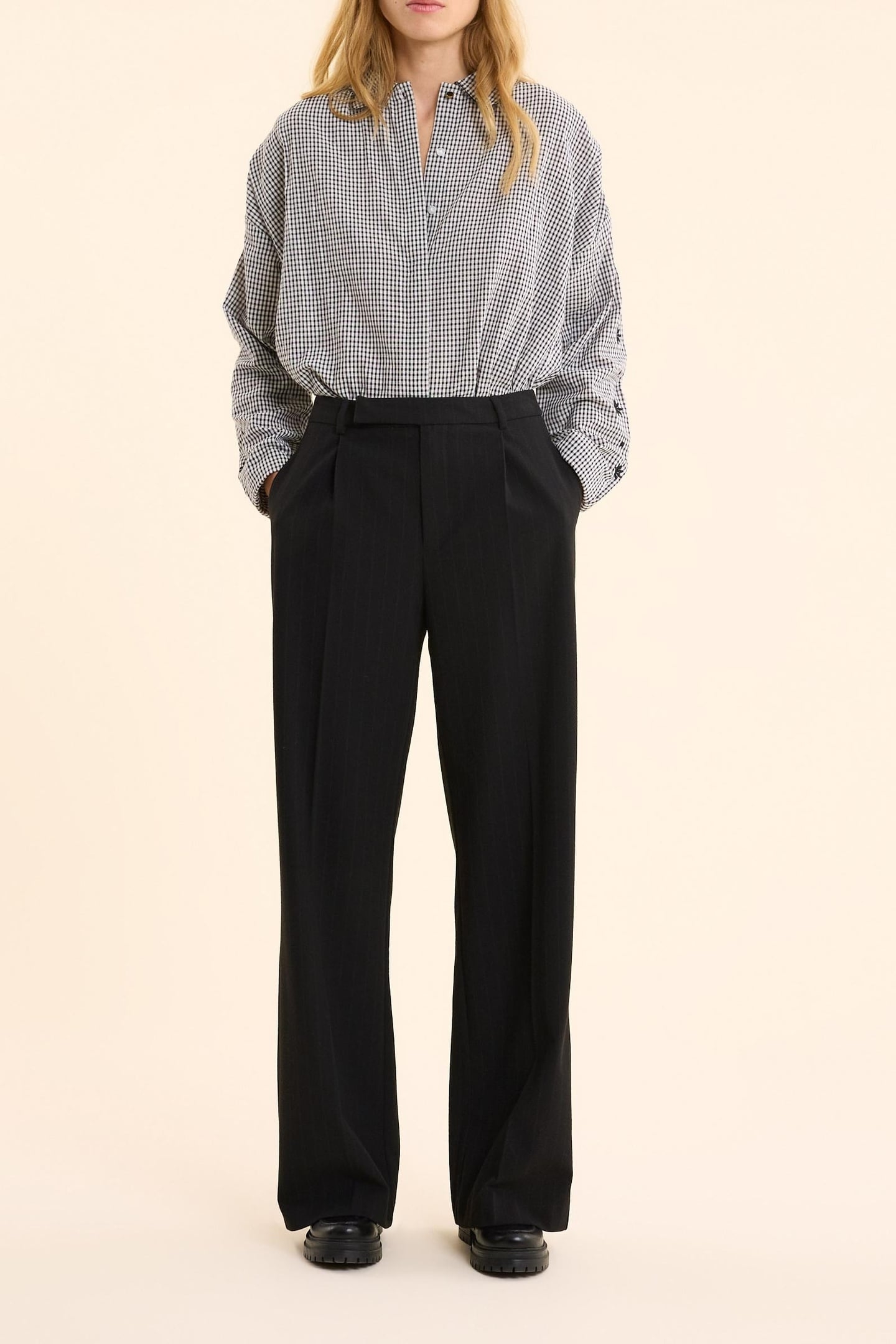 BLACK SUIT TROUSERS WITH BLUE PINSTRIPES BLACK 3