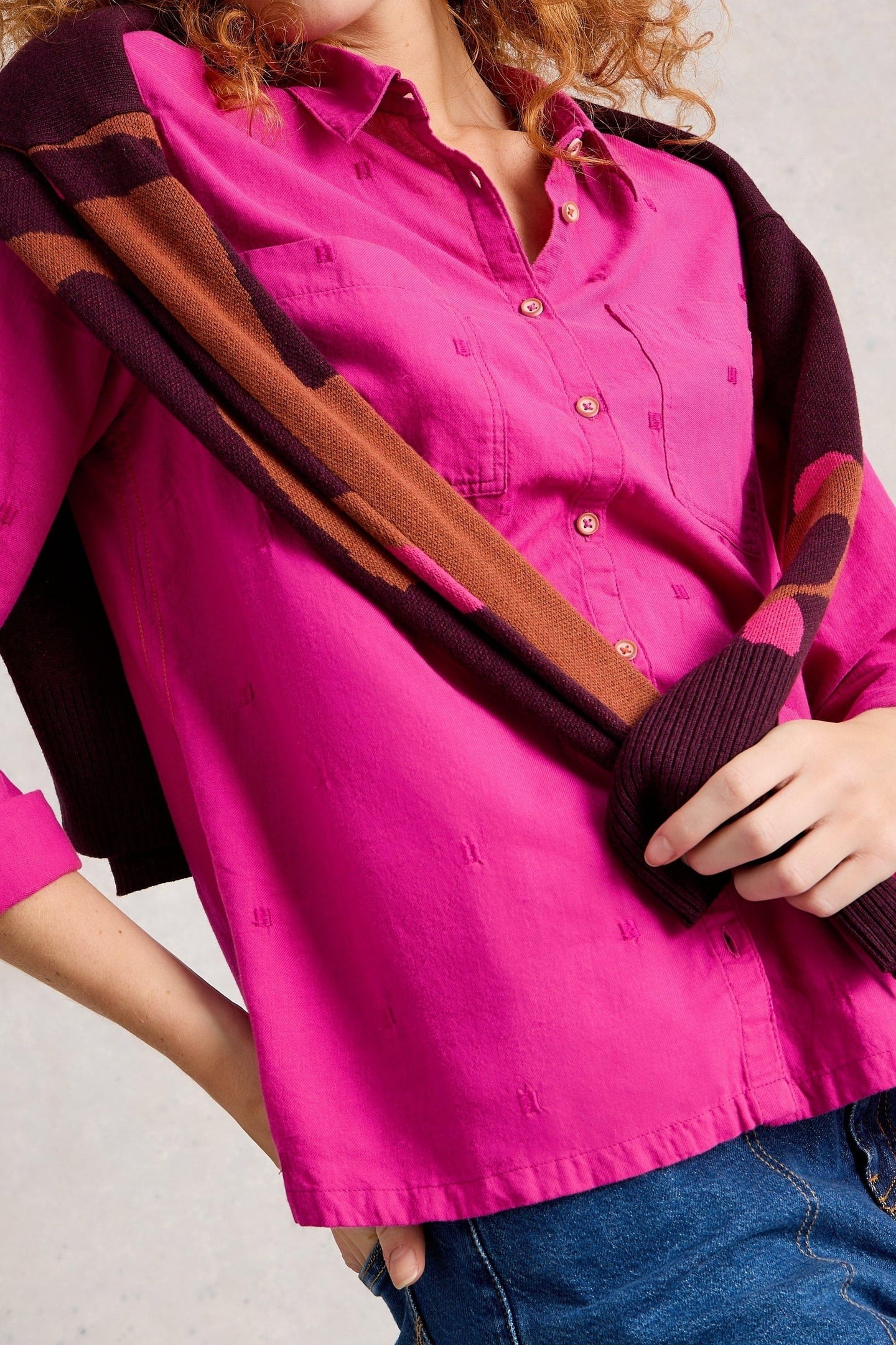 SOPHIE ORGANIC COTTON SHIRT BRIGHT PINK 4