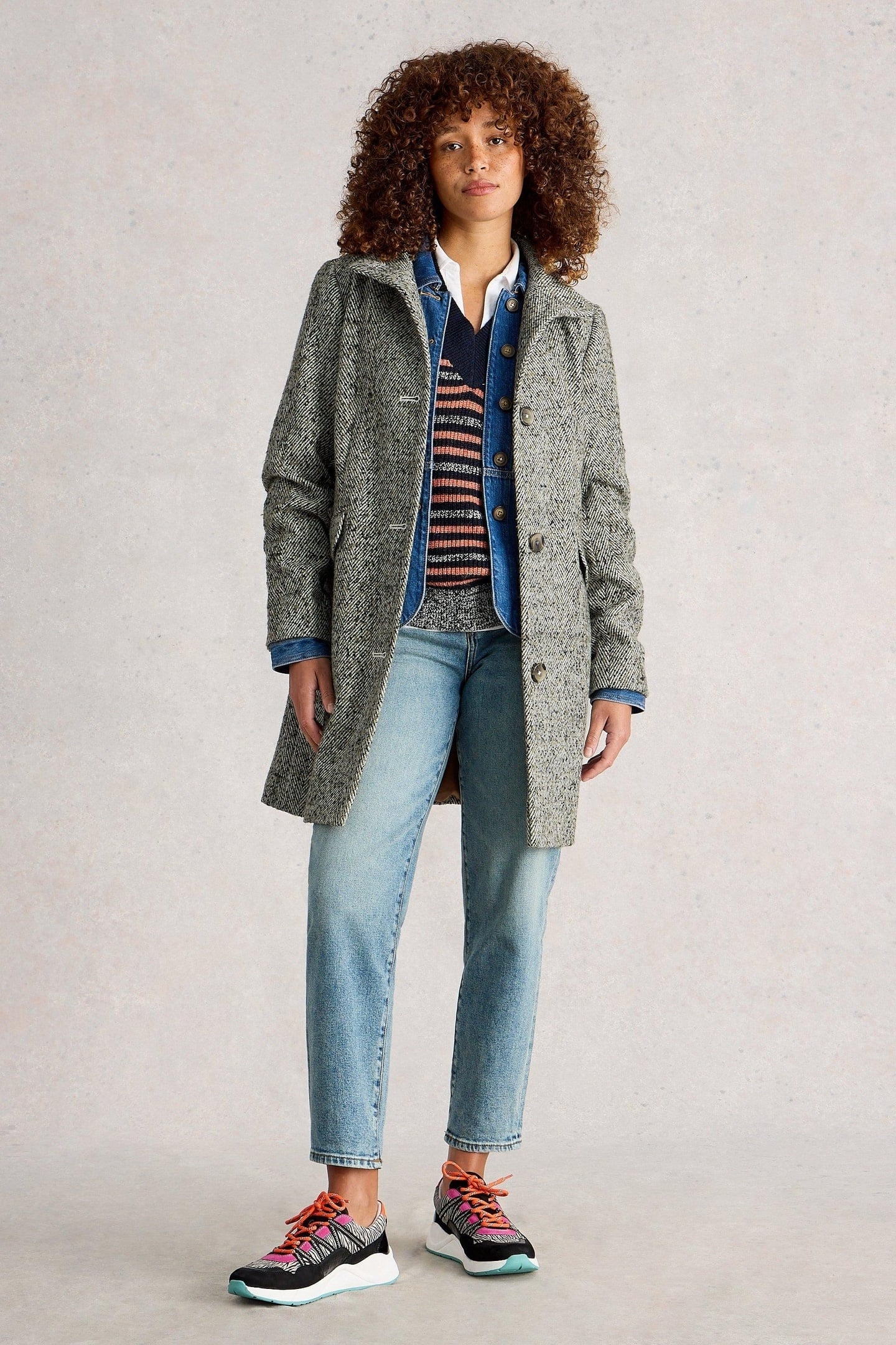 KARLA TWEED WOOL BLEND COAT GREY MULTI 1