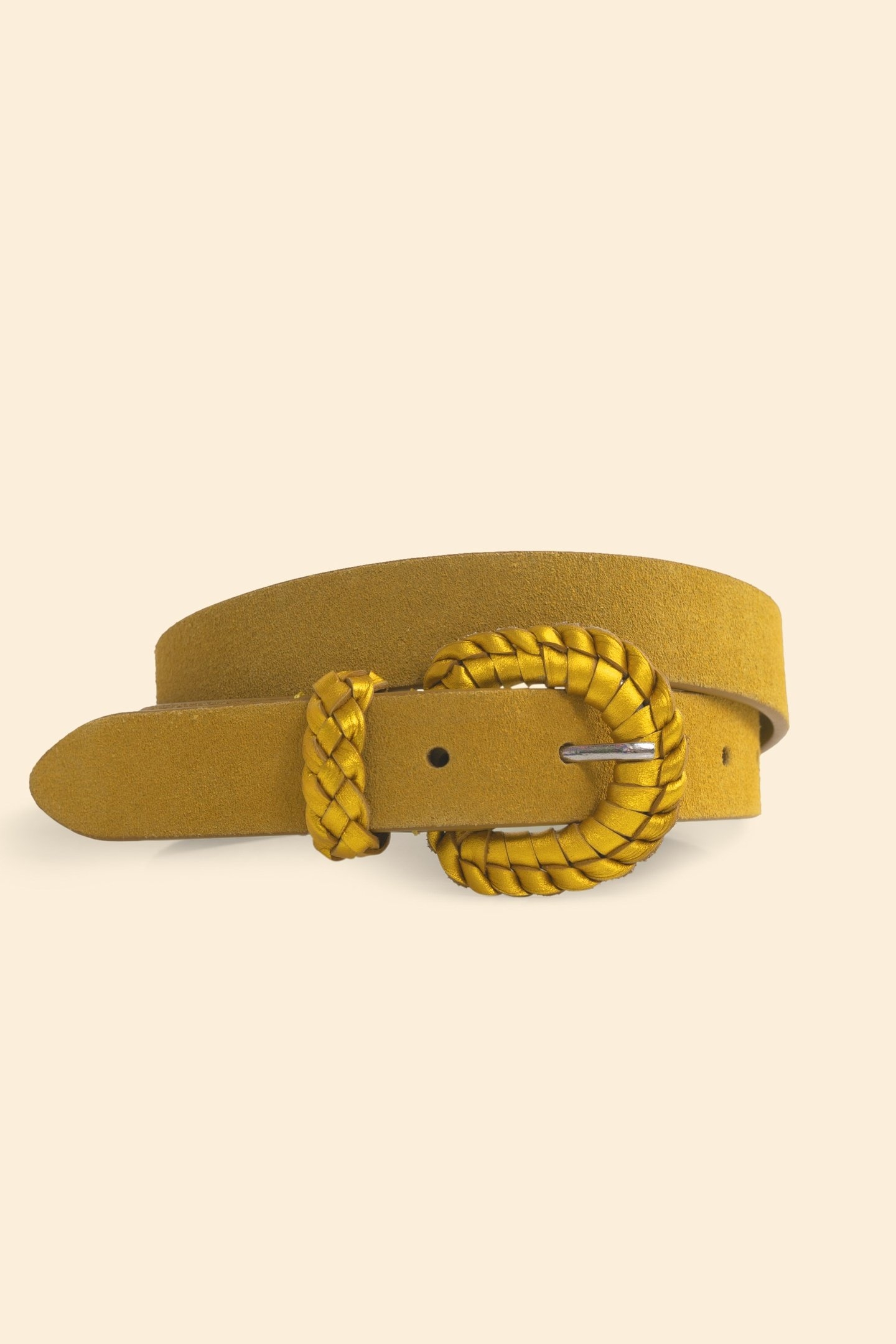 YELLOW SUEDE BELT WITH BRAIDED BUCKLE YELLOW 2