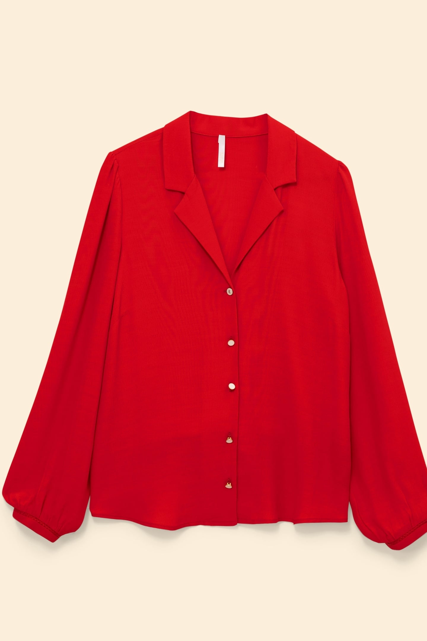 RED FLOWING SHIRT WITH BRAID DETAIL CARMINE RED 5