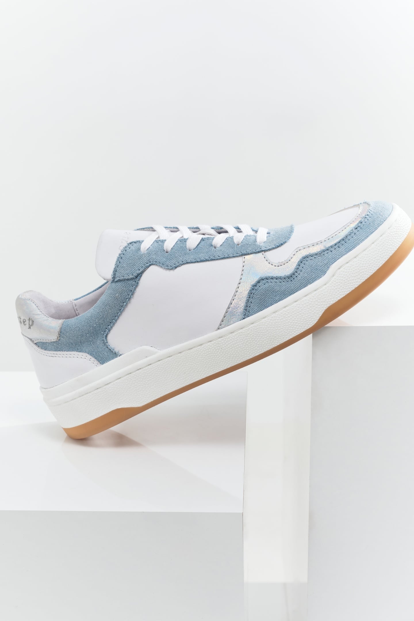 O.JODIE - WHITE, BLUE, SILVER LEATHER SNEAKERS 4