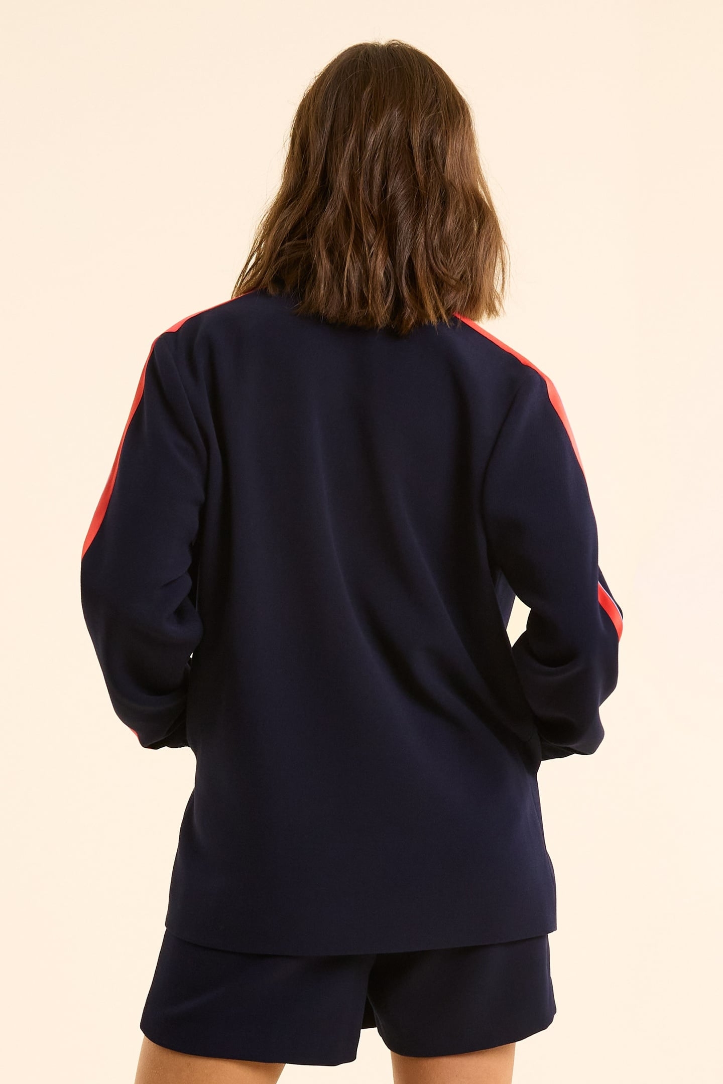 NAVY BOMBER JACKET WITH STRIPED SATIN BANDS MARINE 4