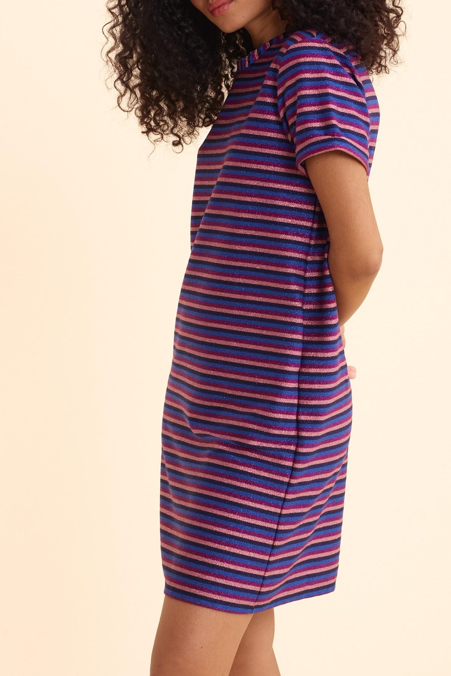 PURPLE STRIPED LUREX MULTICO DRESS VIOLINE 6